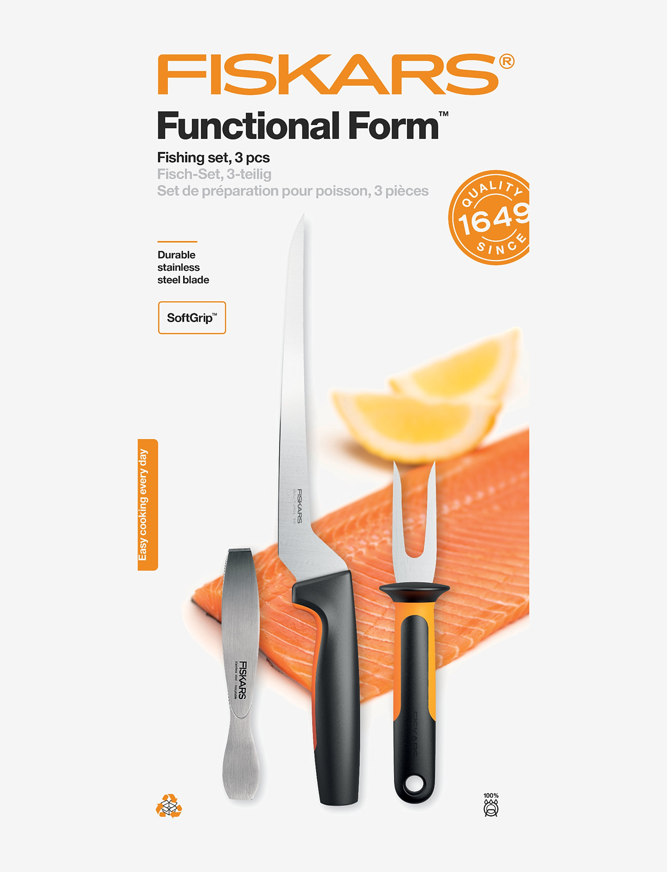 Fiskars - Ff fish knife, 3 parts - udskæringsknive - black - 2