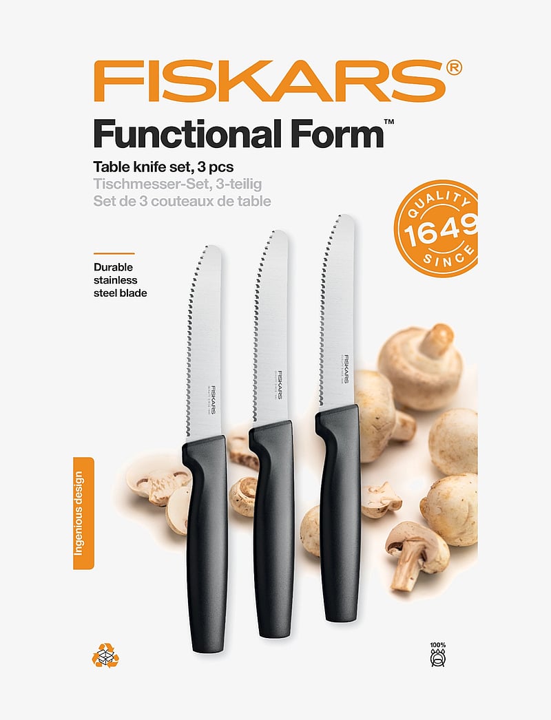 Fiskars - Ff table knife set, 3 pieces - black - 3