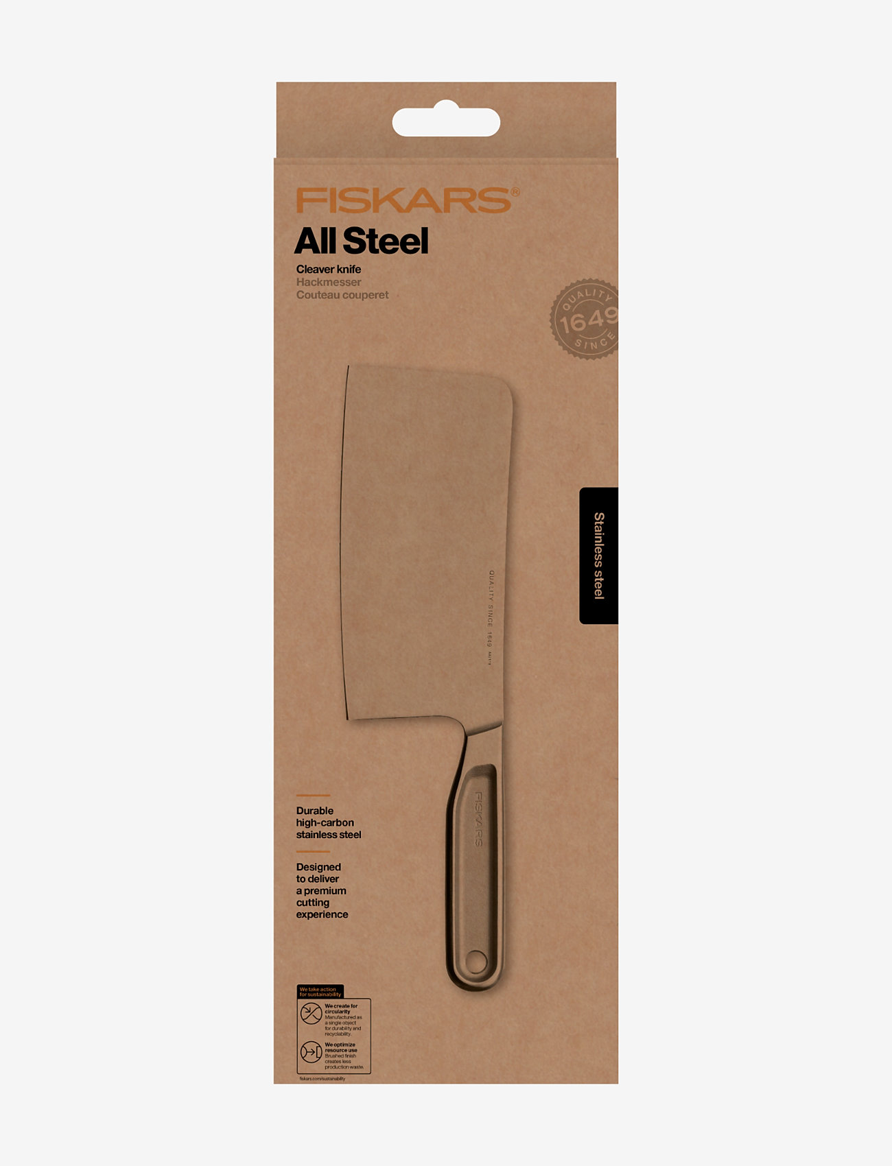Fiskars - All steel chop knife 16 cm - santokuknive - stainless steel - 1