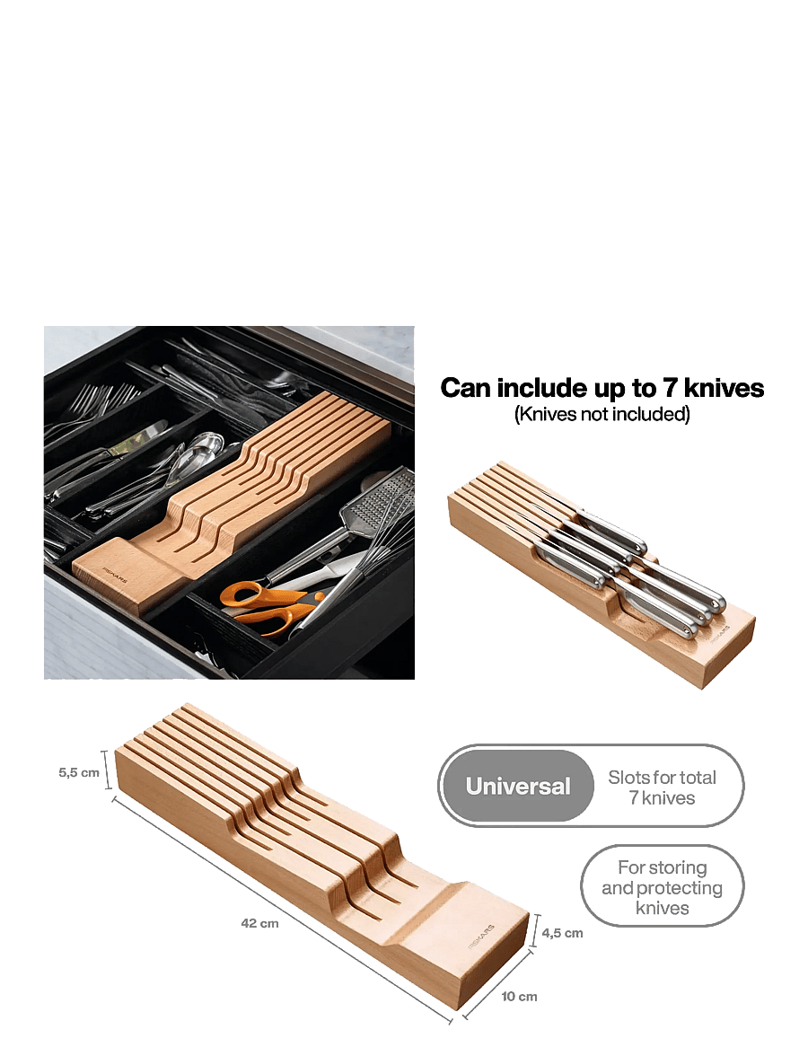 Fiskars - Wooden drawer knife block FSC - messerblöcke - beech wood - 1