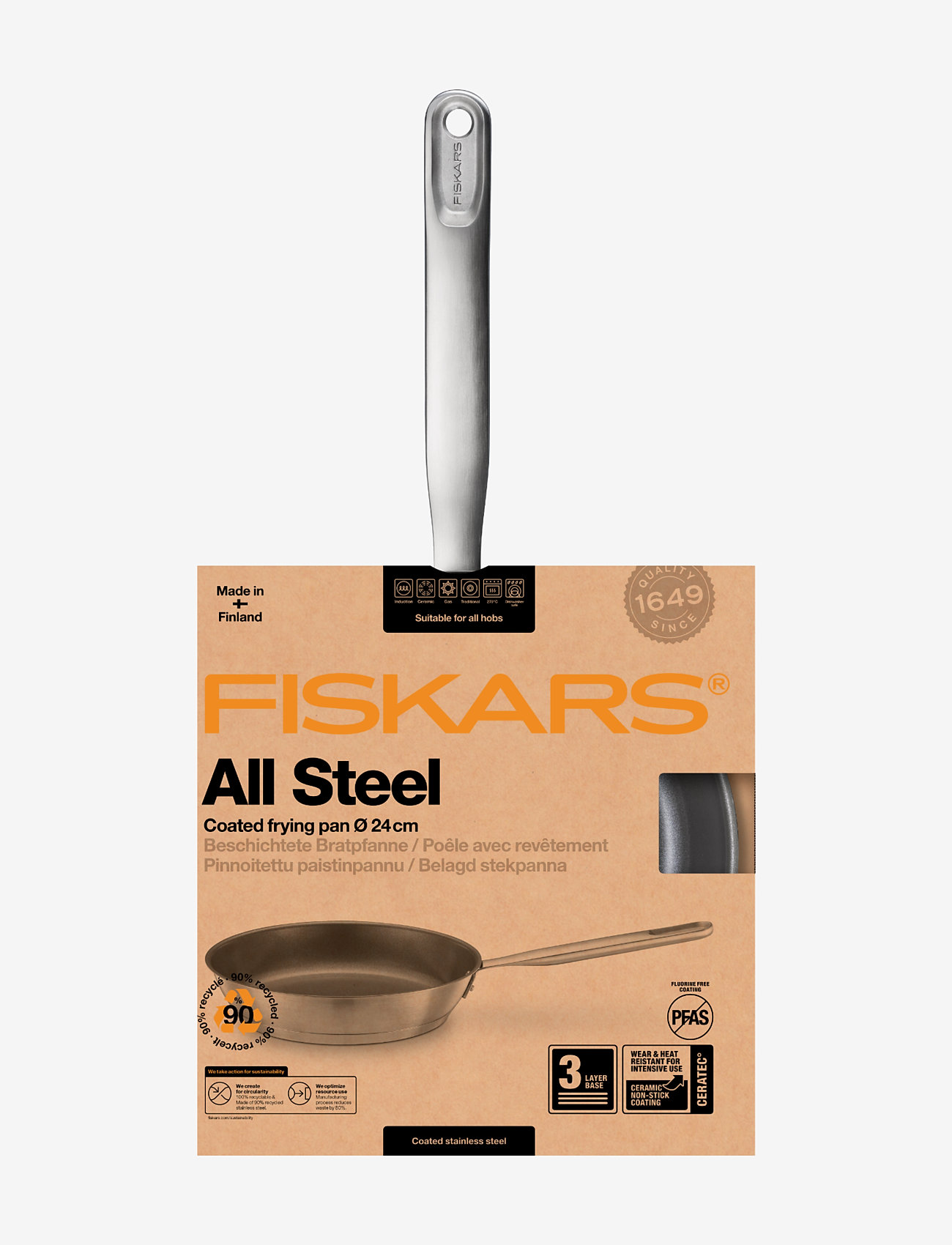 Fiskars - All steel frying pan 24 cm - frying pans & skillets - stainless steel - 4