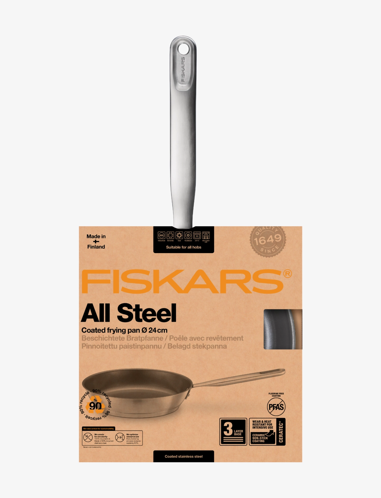 Fiskars - All Steel stekpanna 24 cm - stekpannor - stainless steel - 4
