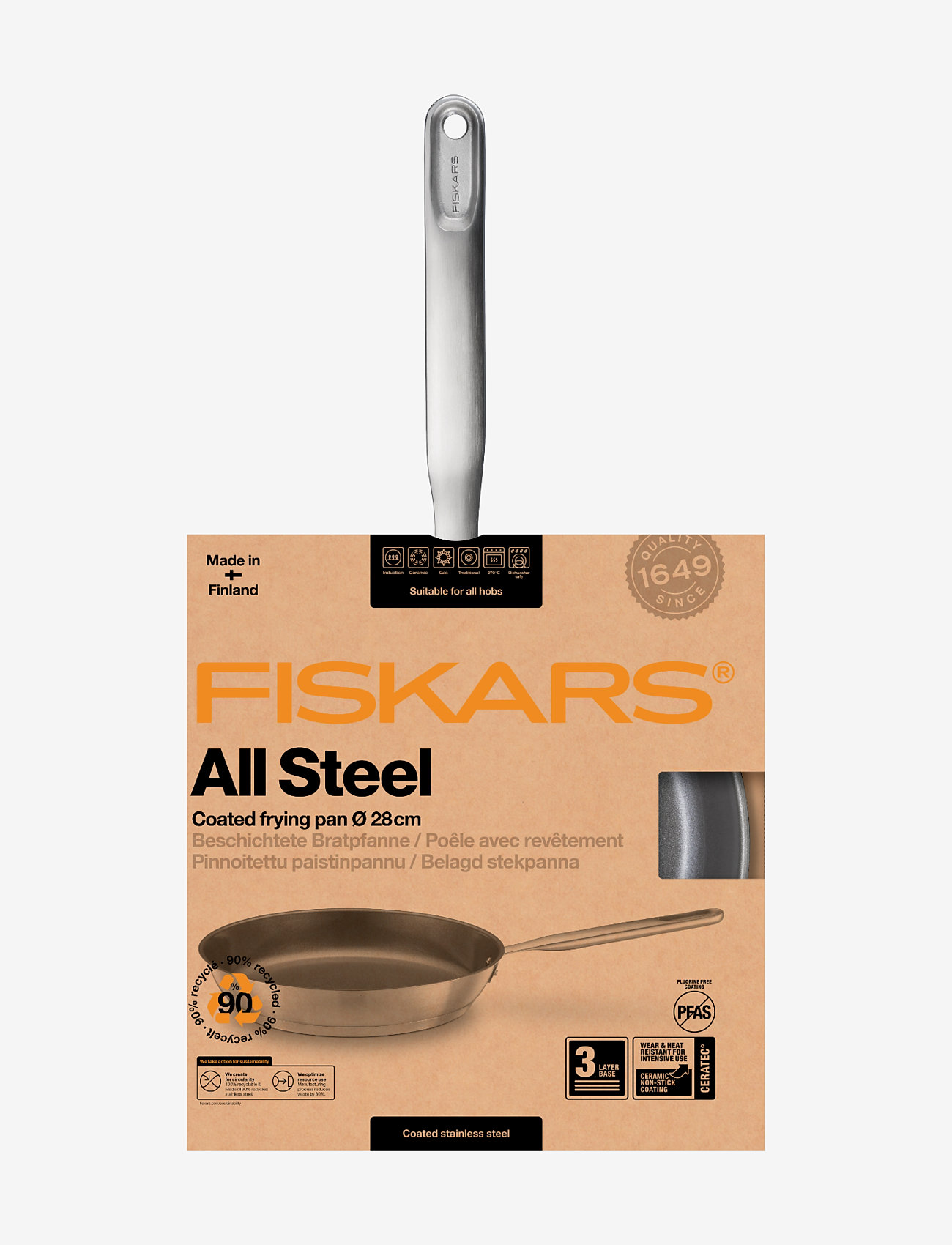 Fiskars - All steel frying pan 28 cm - keptuvės - steel - 1