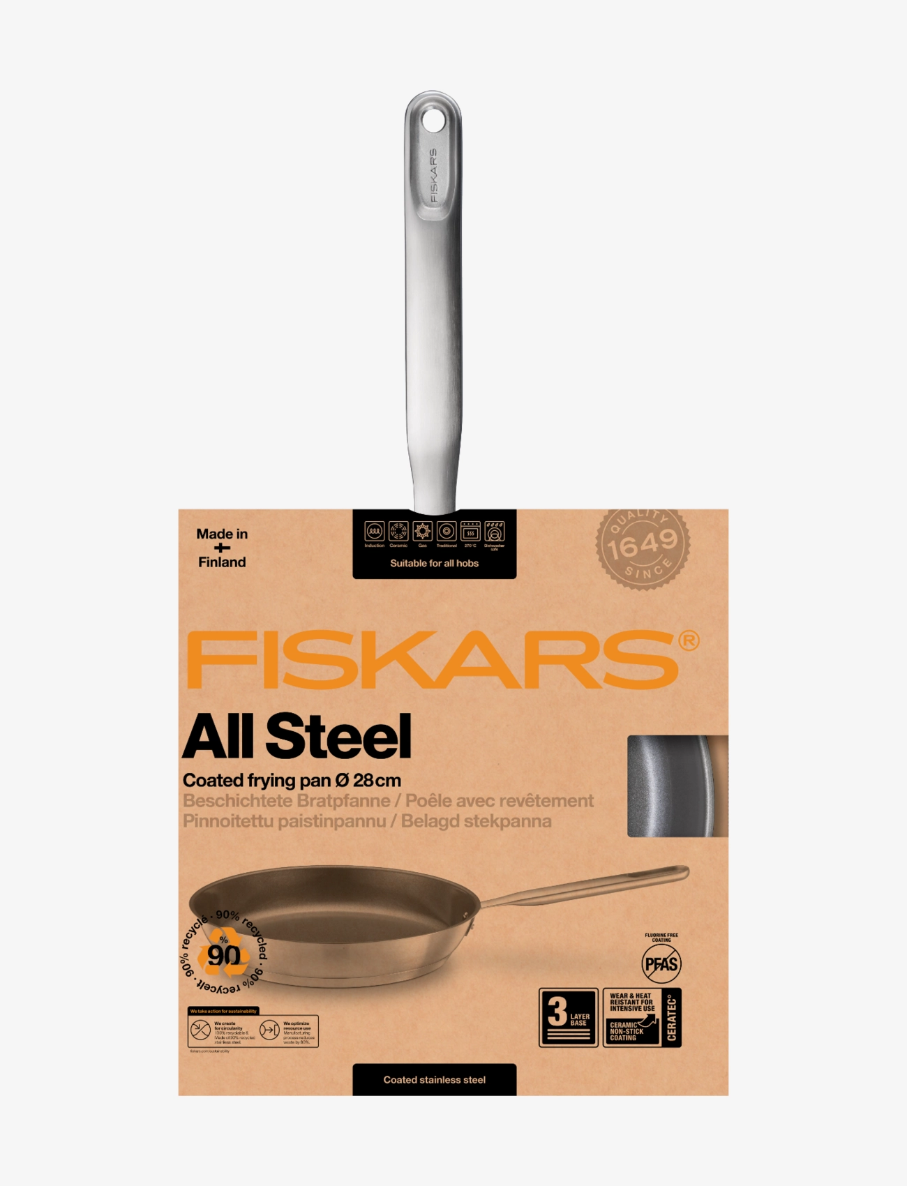 Fiskars - All steel frying pan 28 cm - stegepander - steel - 2