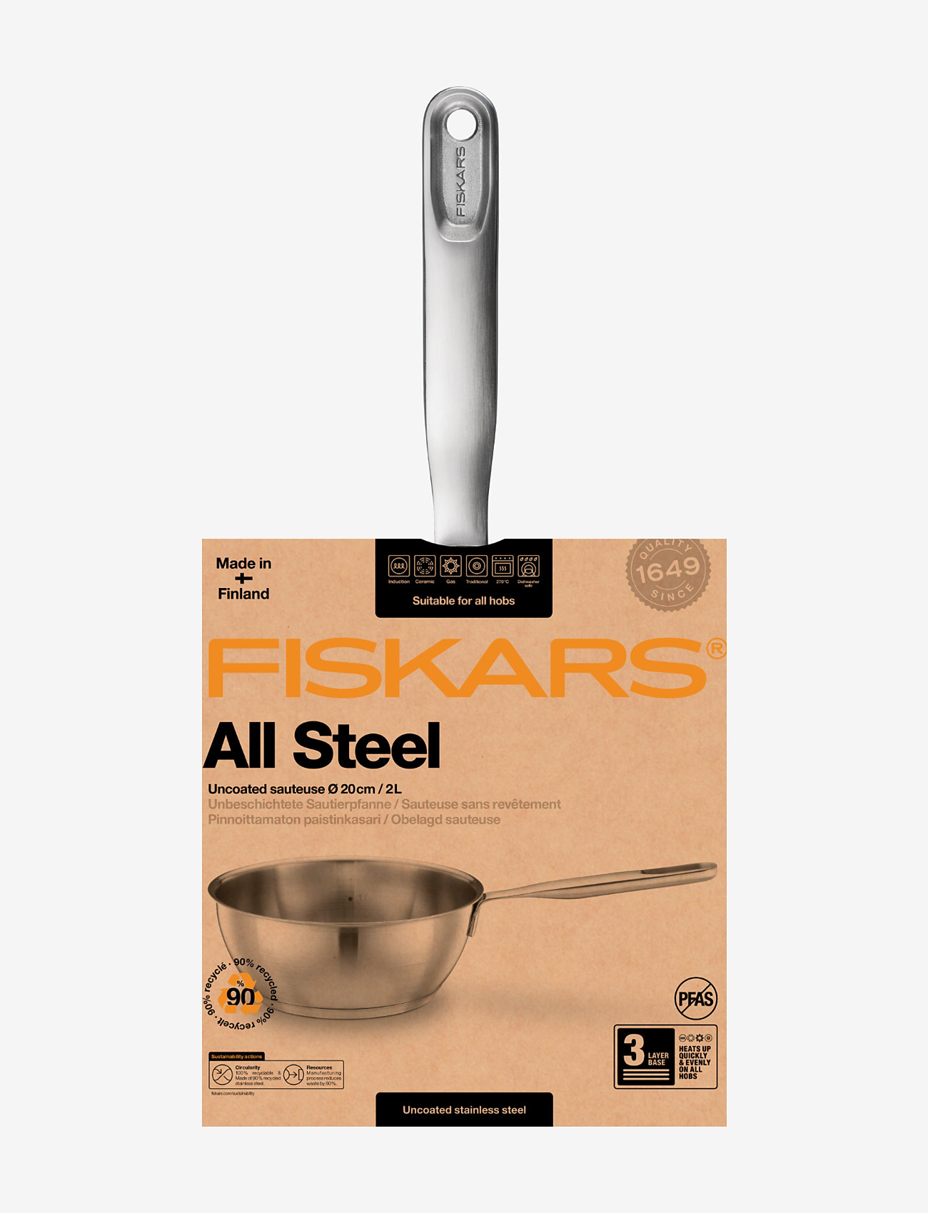 Fiskars - All Steel Sauteuse 2l - paistokasarit - steel - 3
