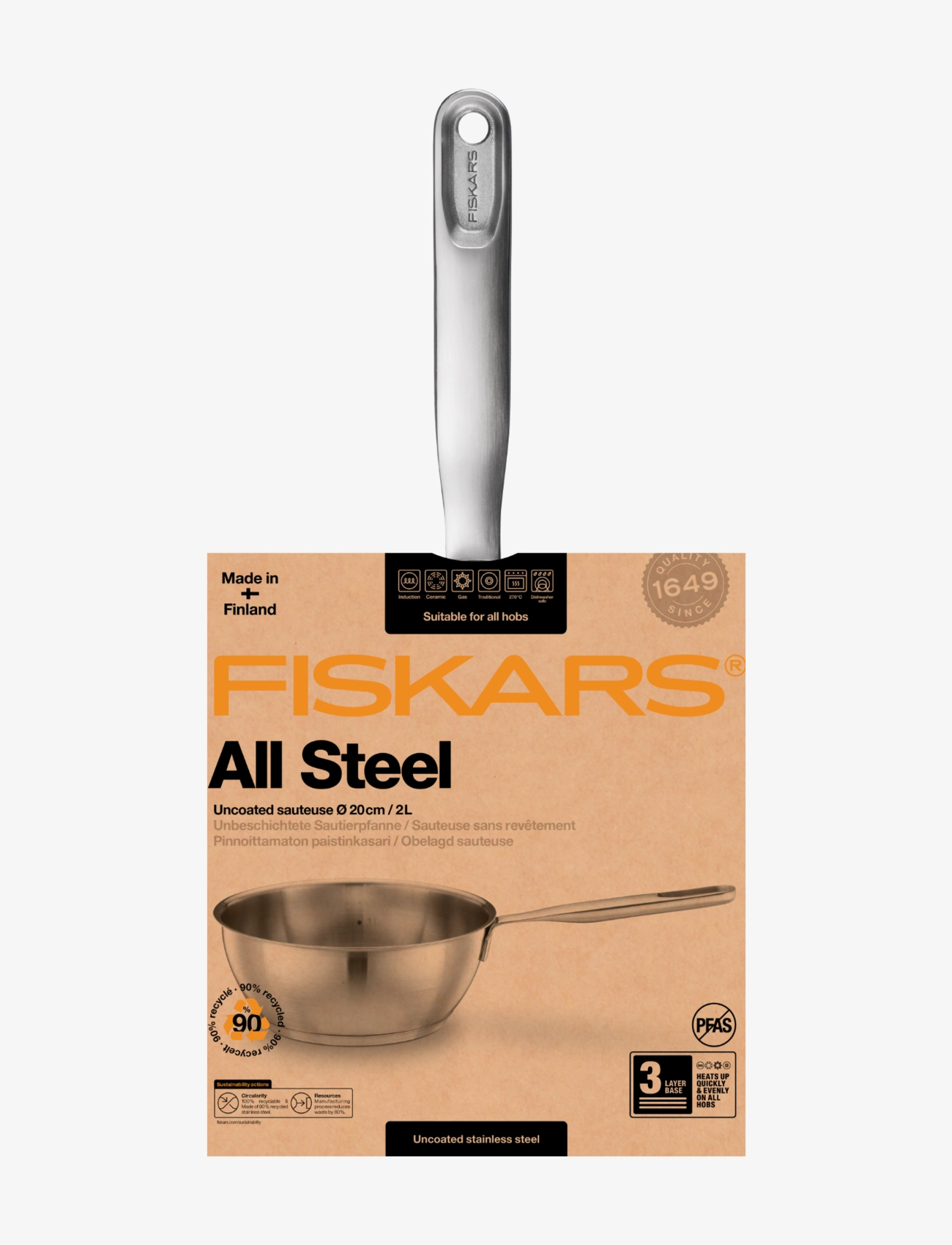 Fiskars - All Steel Sauteuse 2l - paistokasarit - steel - 4