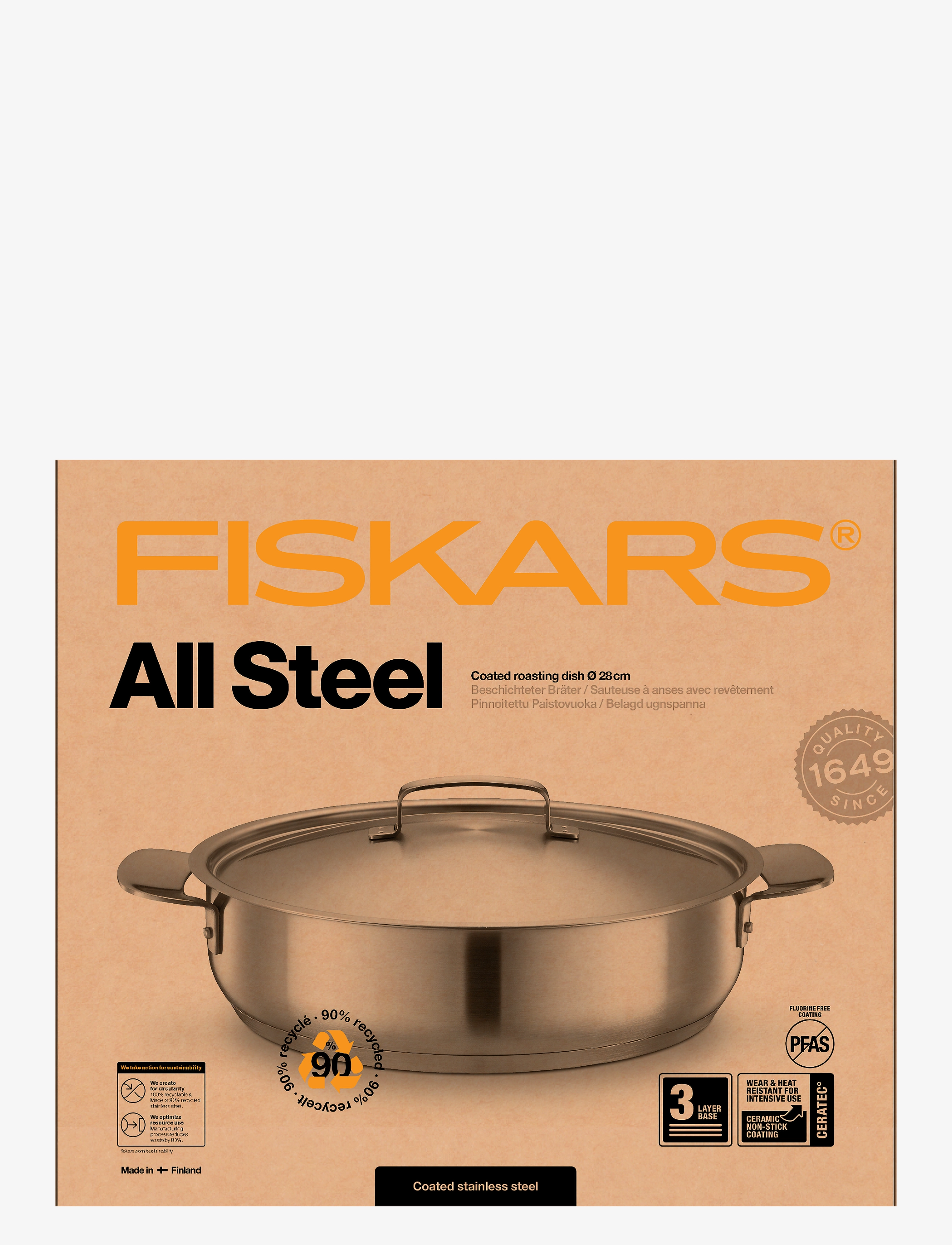 Fiskars - All steel oven pan 28 cm - kastmepotid ja -pannid - steel - 3