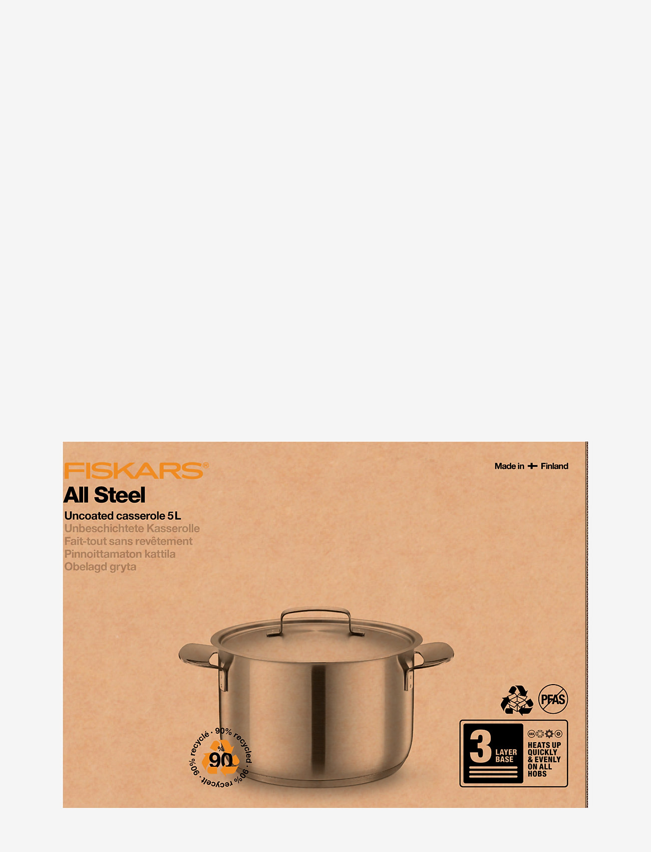 Fiskars - All steel stew 5.0L - steelpannen - steel - 1