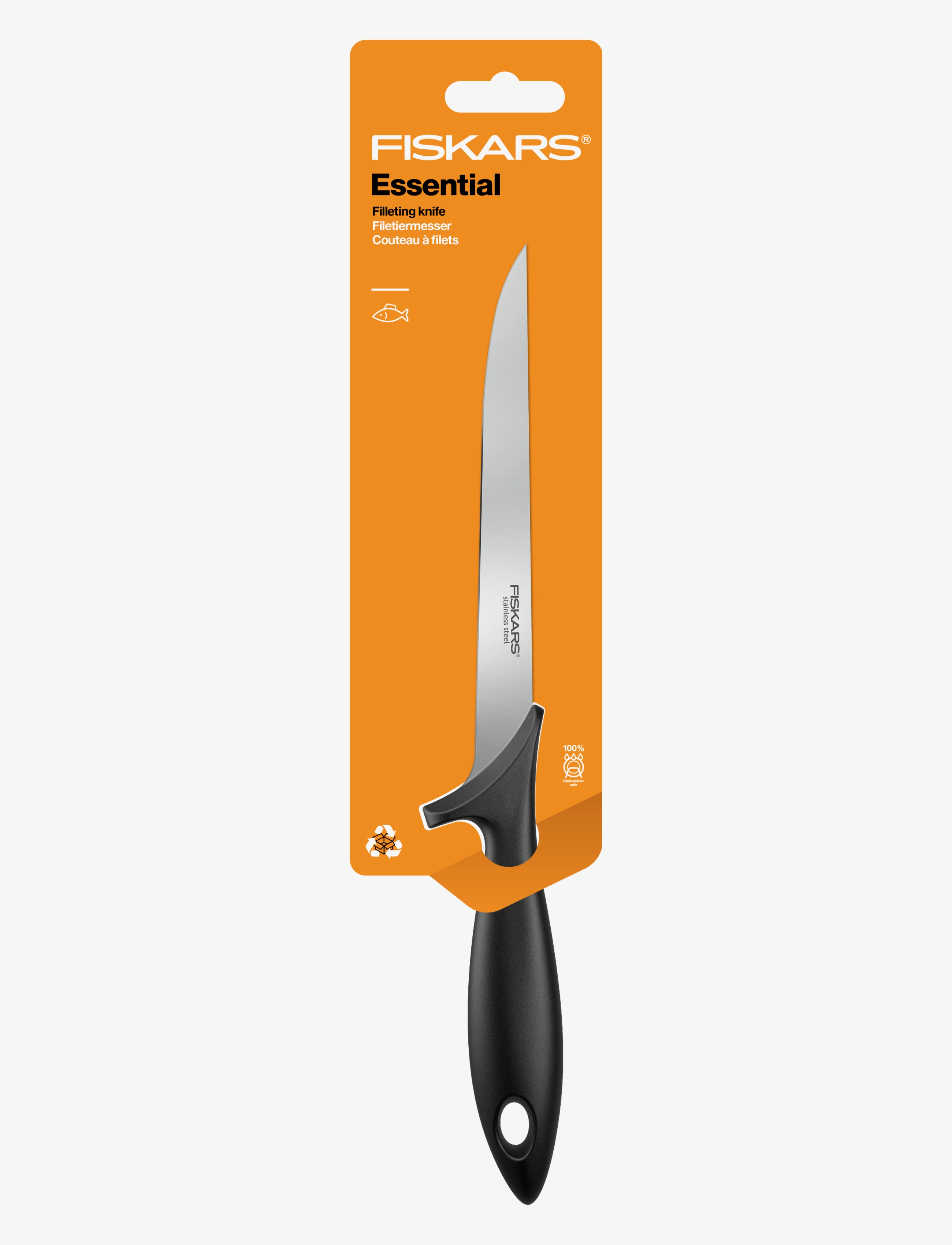 Fiskars - Essential Filleting knife 18cm - fillet knives - black - 1