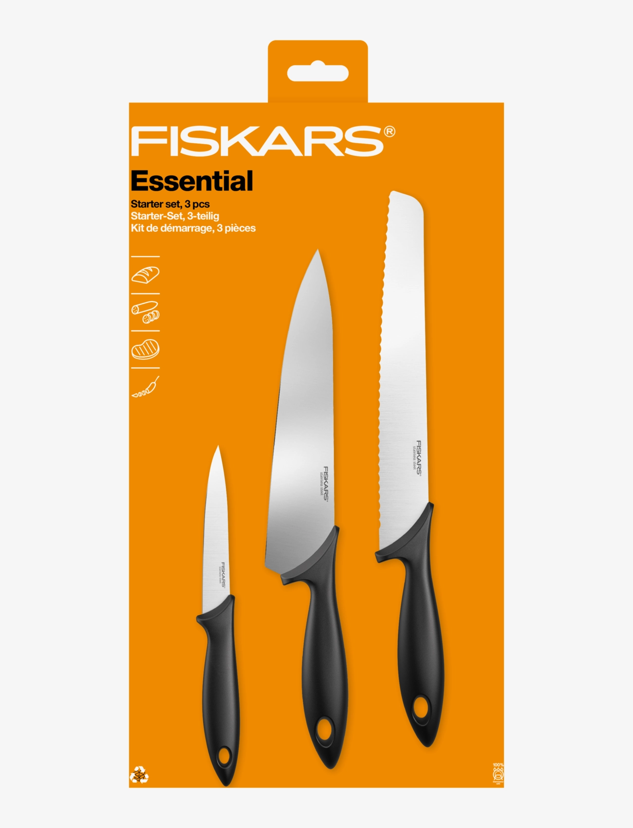 Fiskars - Essential Starter set 3pcs - laveste priser - black - 1