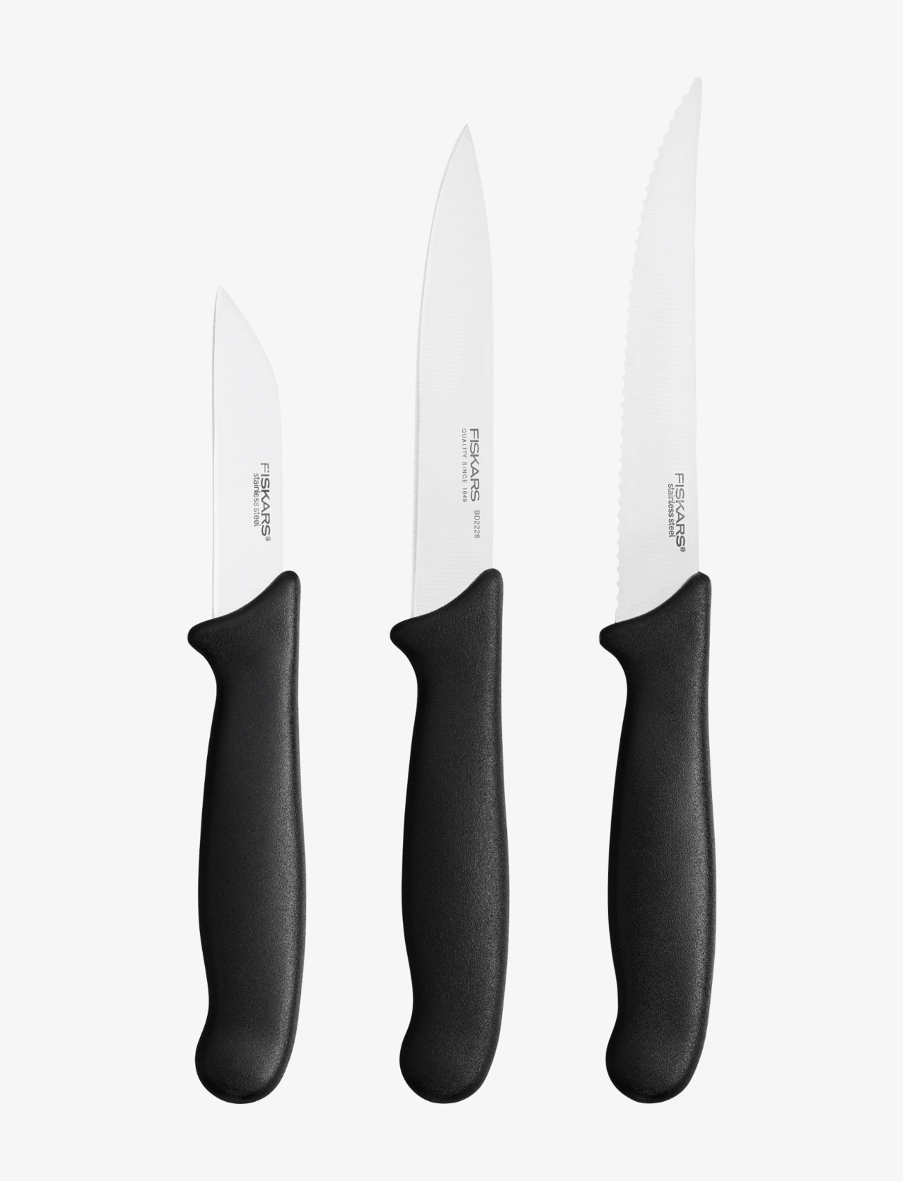 Fiskars Essential Vegetable Knife Set 3Pcs, One Size, Black, Knive Og Tilbehør > Grøntsagsknive, Unisex