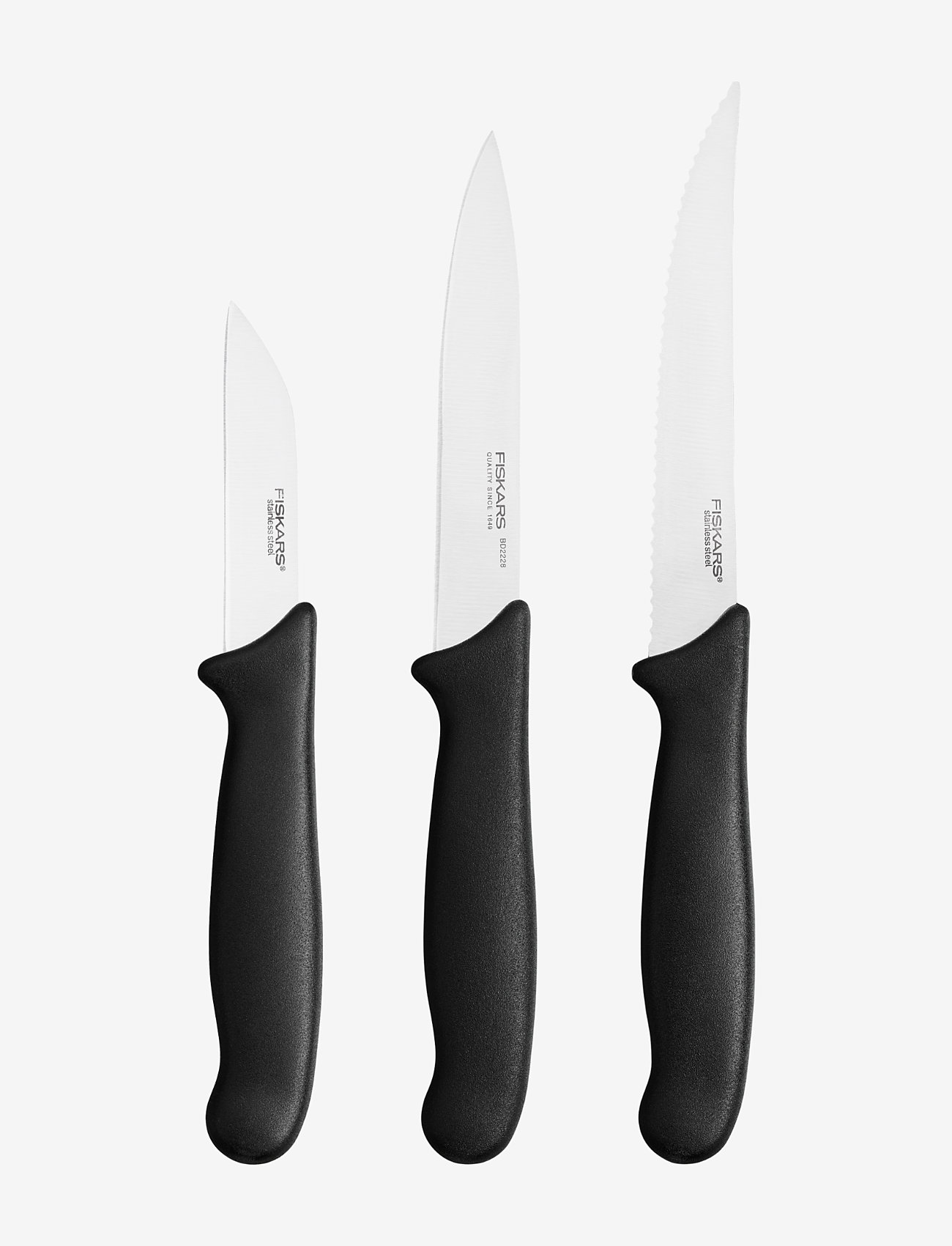 Fiskars - Essential vegetable knife set 3pcs - najniższe ceny - black - 0