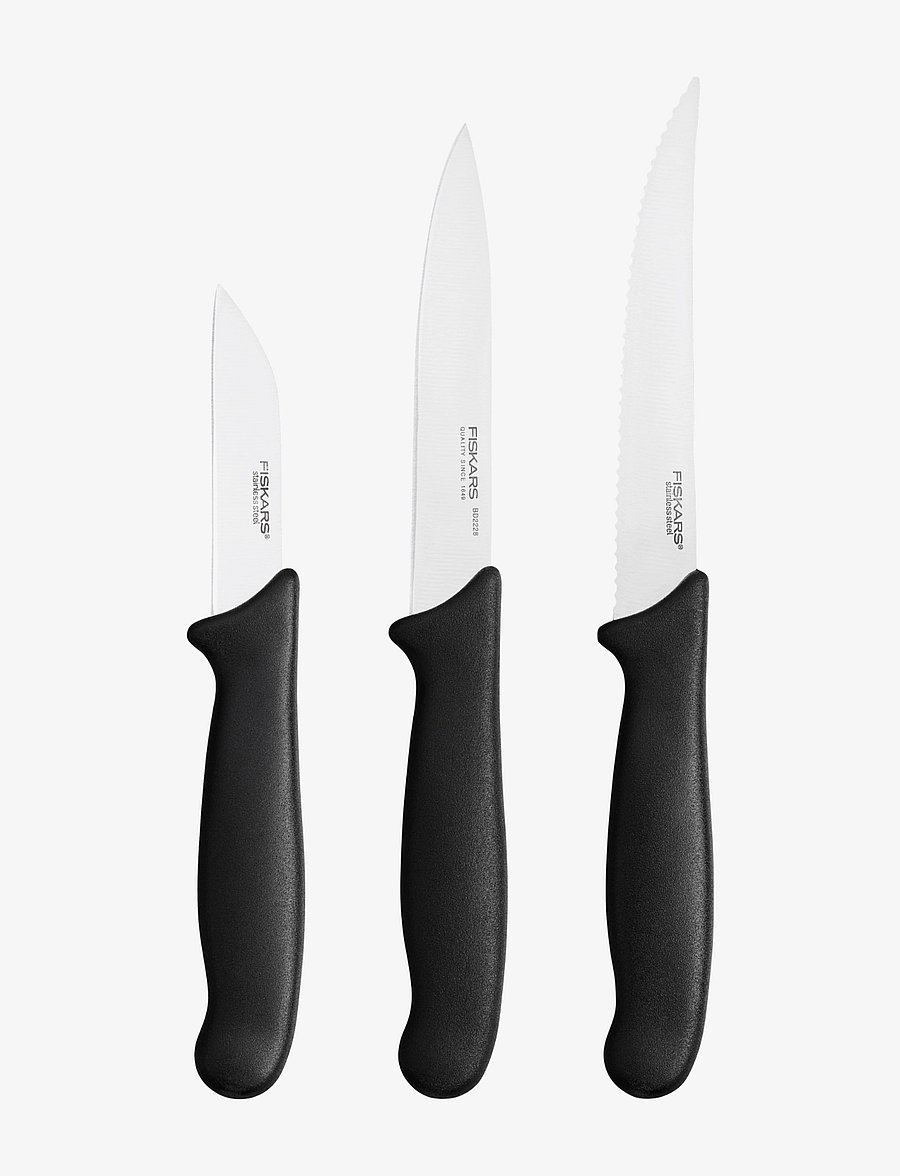 Fiskars - Essential vegetable knife set 3pcs - köögiviljanoad - black - 0