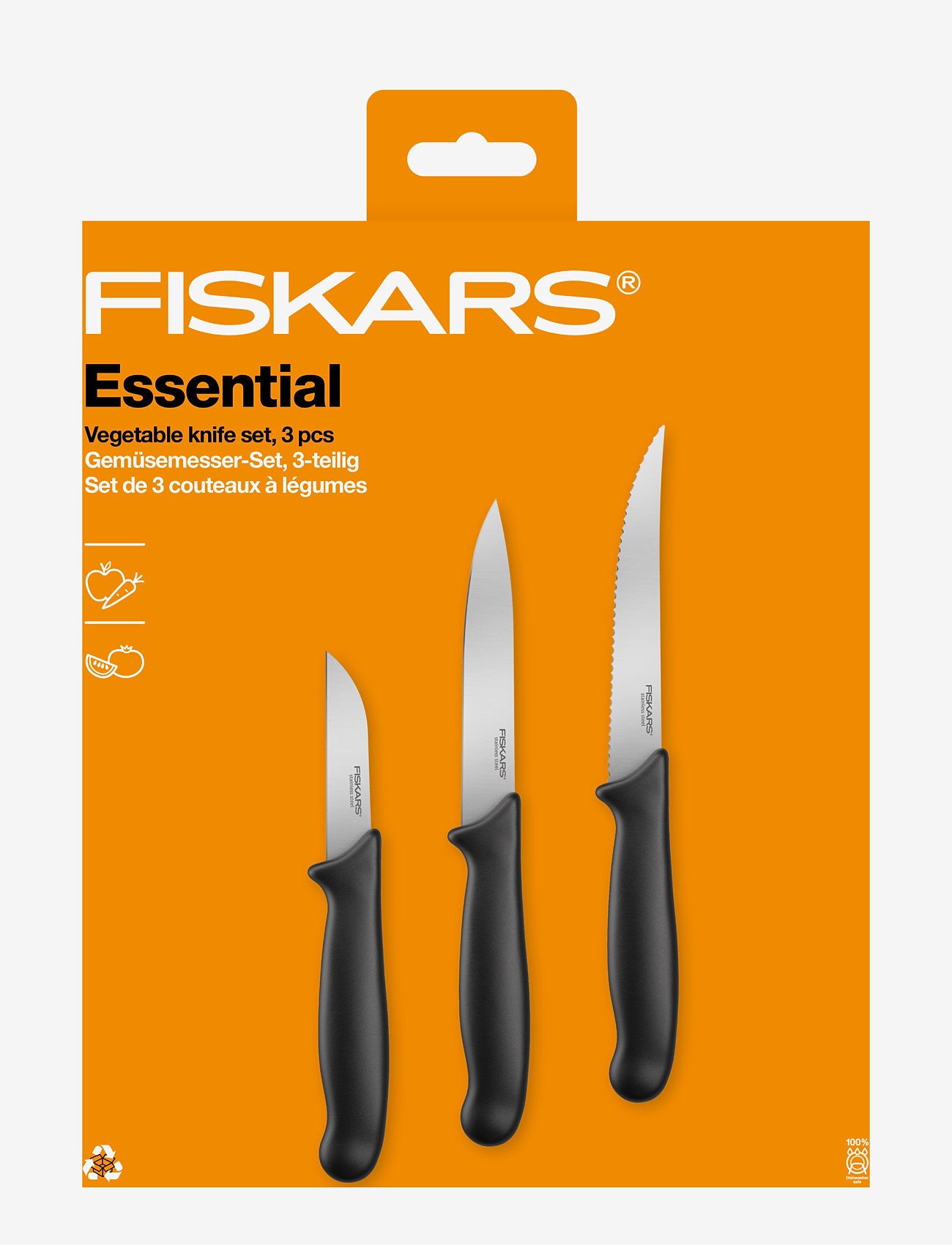 Fiskars - Essential vegetable knife set 3pcs - köp efter pris - black - 1