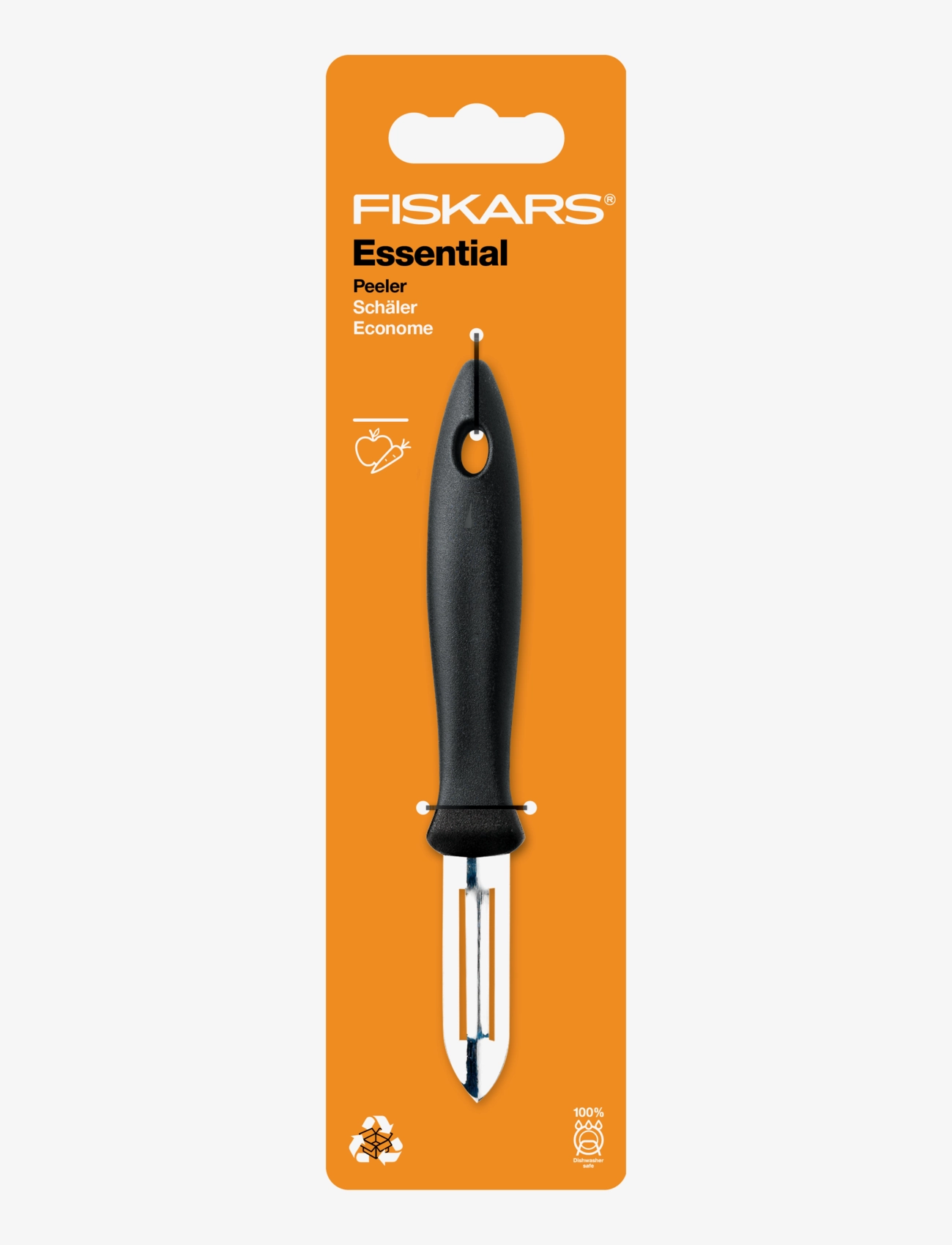 Fiskars - Essential Peeler 6cm - laveste priser - black - 1