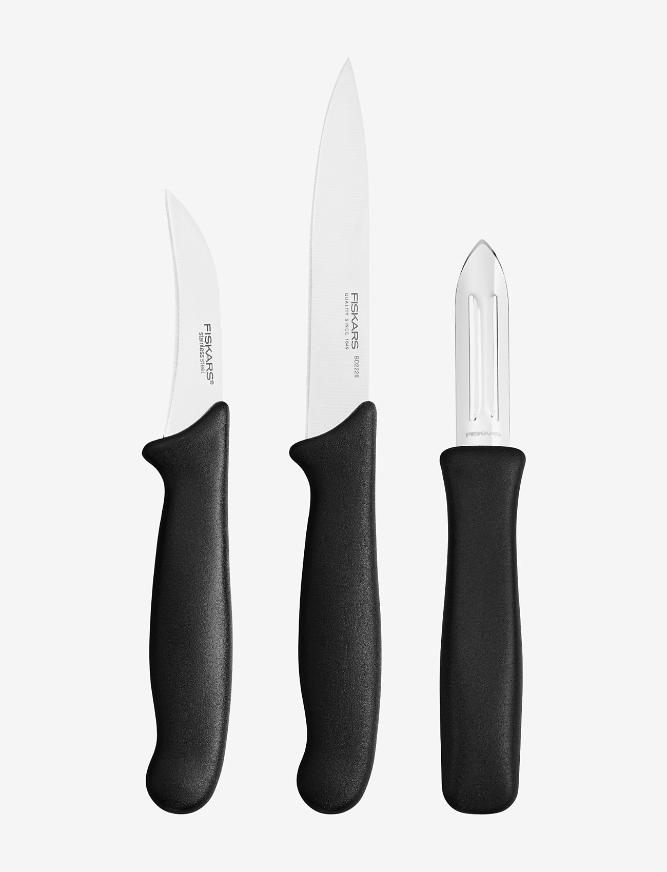 Fiskars - Essential peeling set 3pcs - alhaisimmat hinnat - black - 0