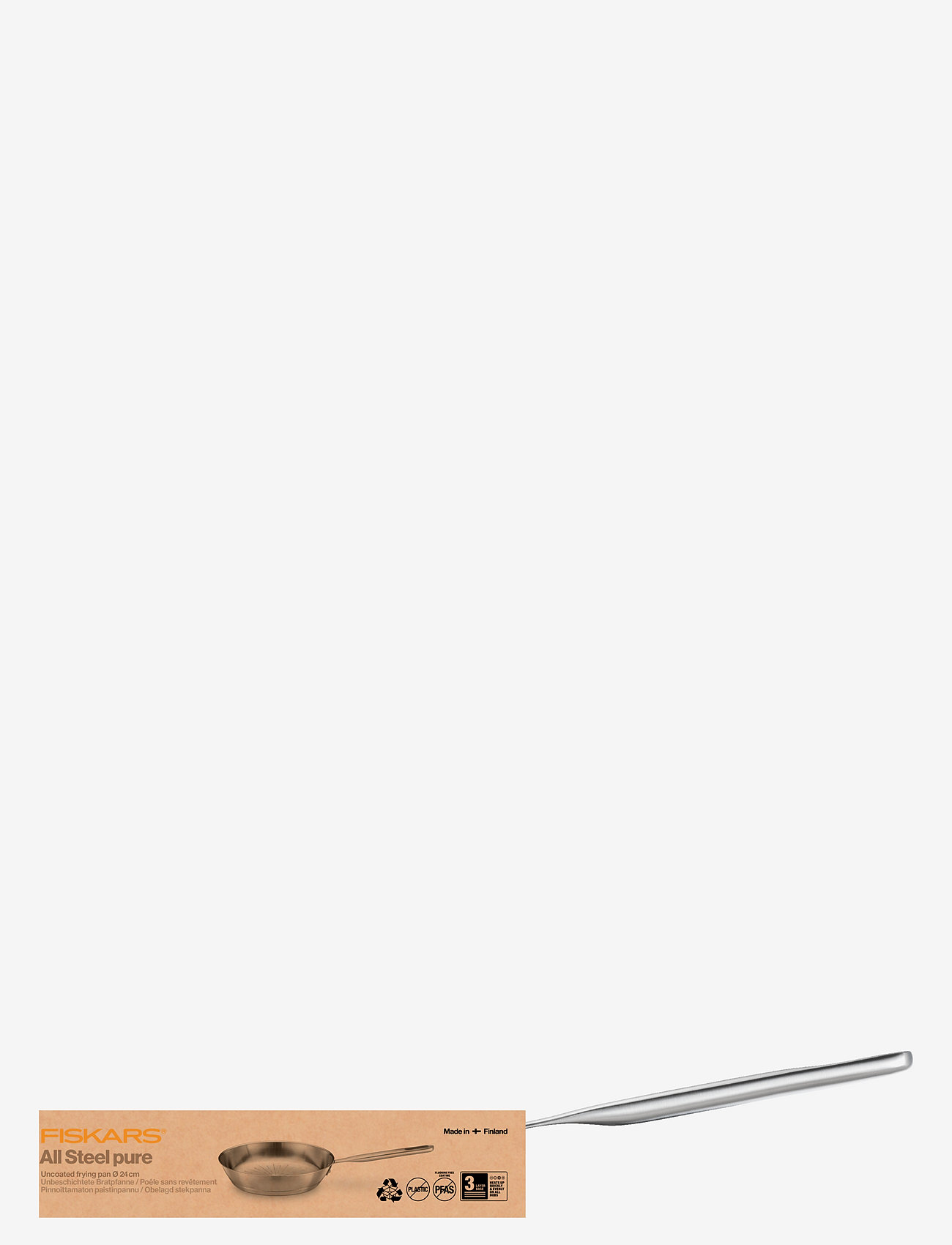 Fiskars - All steel pure frying pan 24 cm - køb efter pris - stainless steel - 1