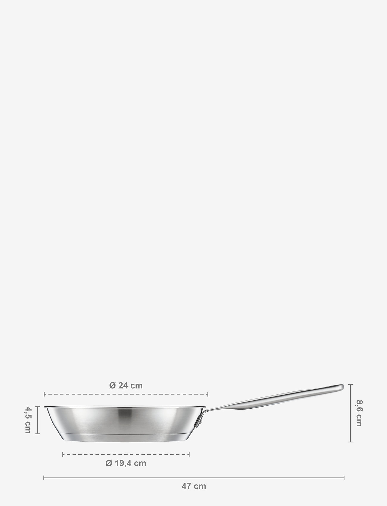 Fiskars - All steel pure frying pan 24 cm - køb efter pris - stainless steel - 2