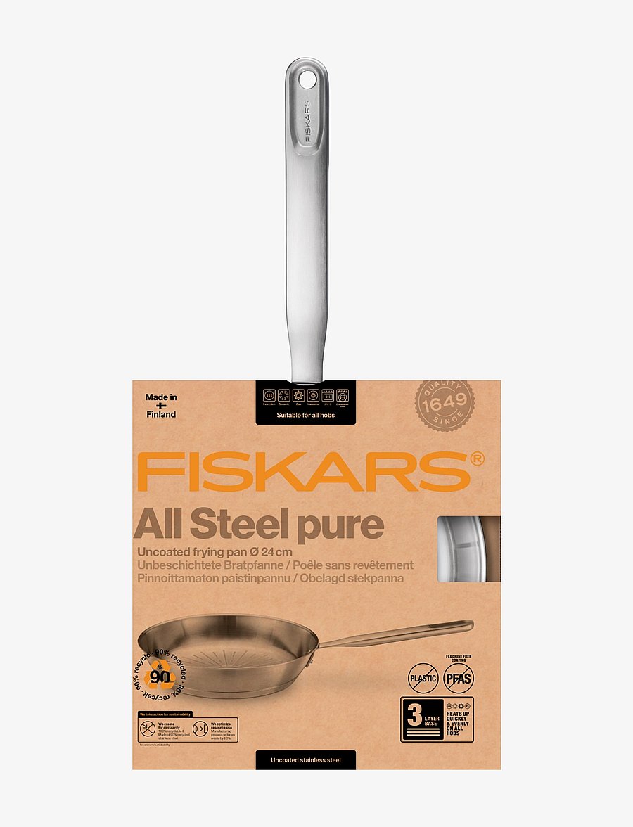 Fiskars - All steel pure frying pan 24 cm - praepannid ja pannid - stainless steel - 4