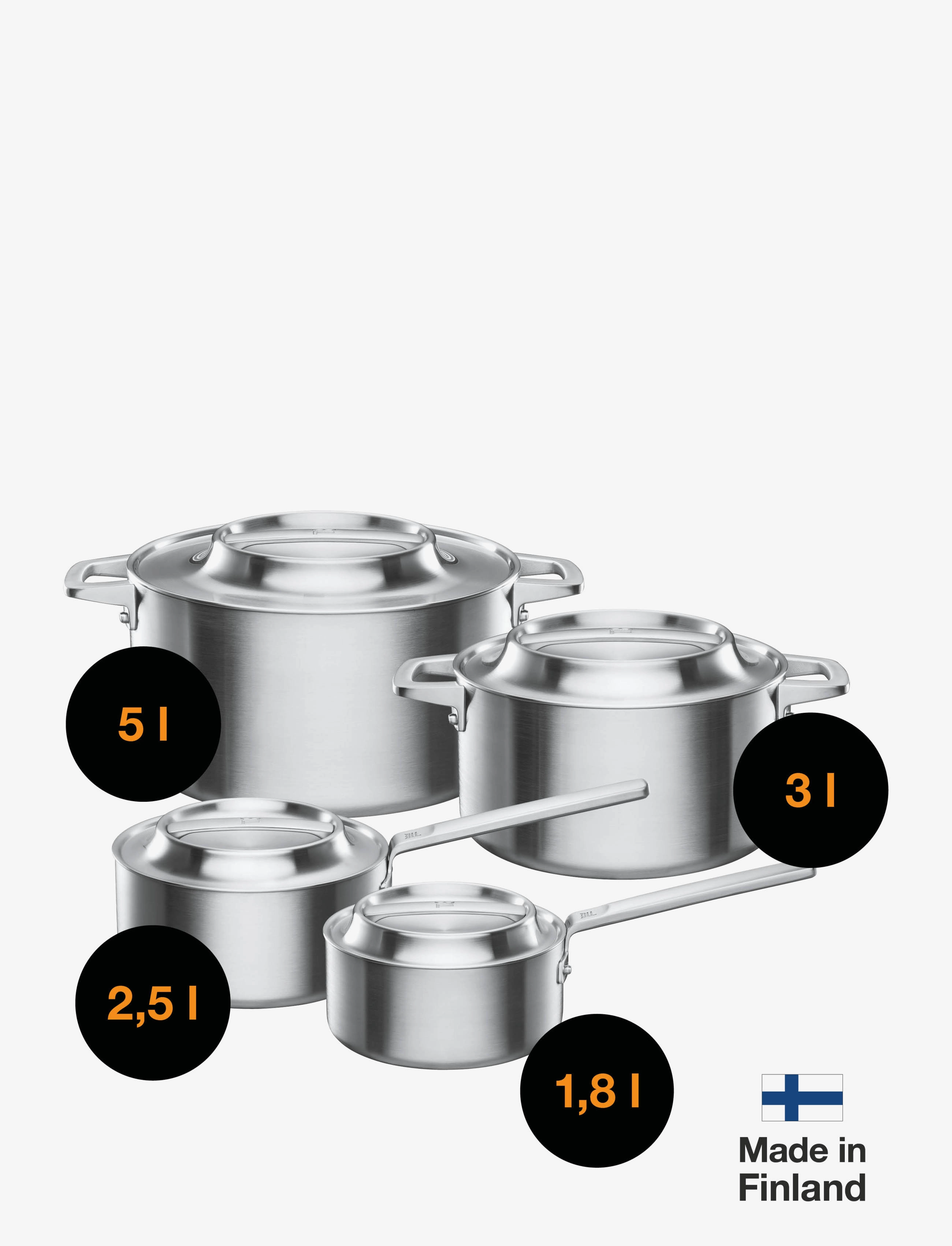Fiskars - Norden Steel Casserole 3L Uncoated - stainless steel - 5