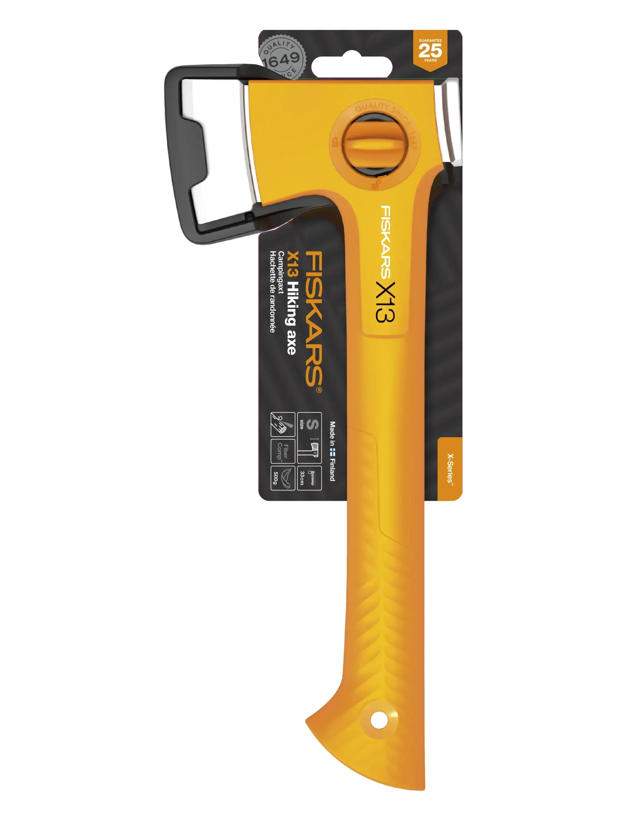 Fiskars X-Series X13 Ultra Light Hiking Axe, XXS, Outdoor Environment, Orange - Garden Accessories, Homeware