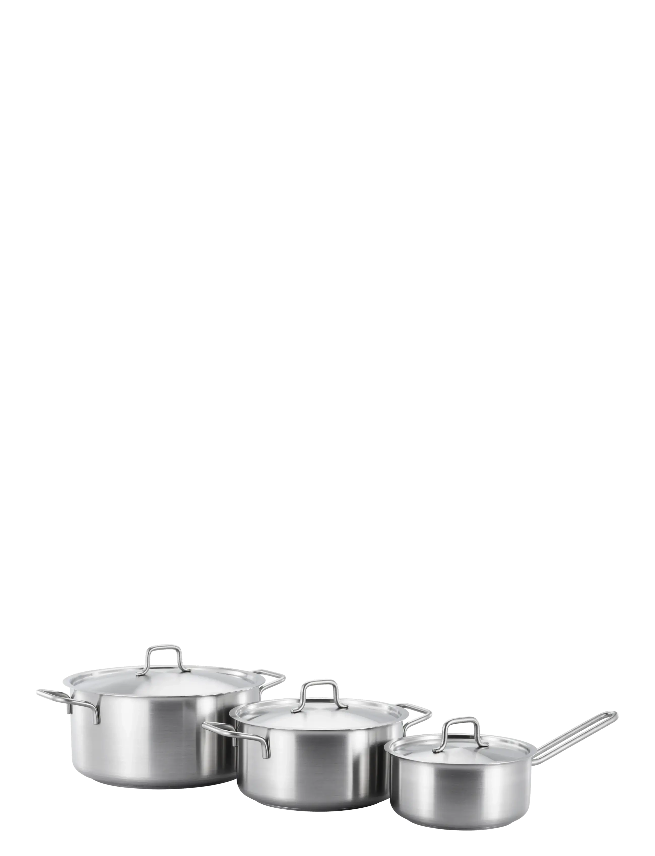 Fiskars Mc Casserole Set W/Steel Lids 3Pc, Saucepan Sæt, Sølv, Str: 3 PCS