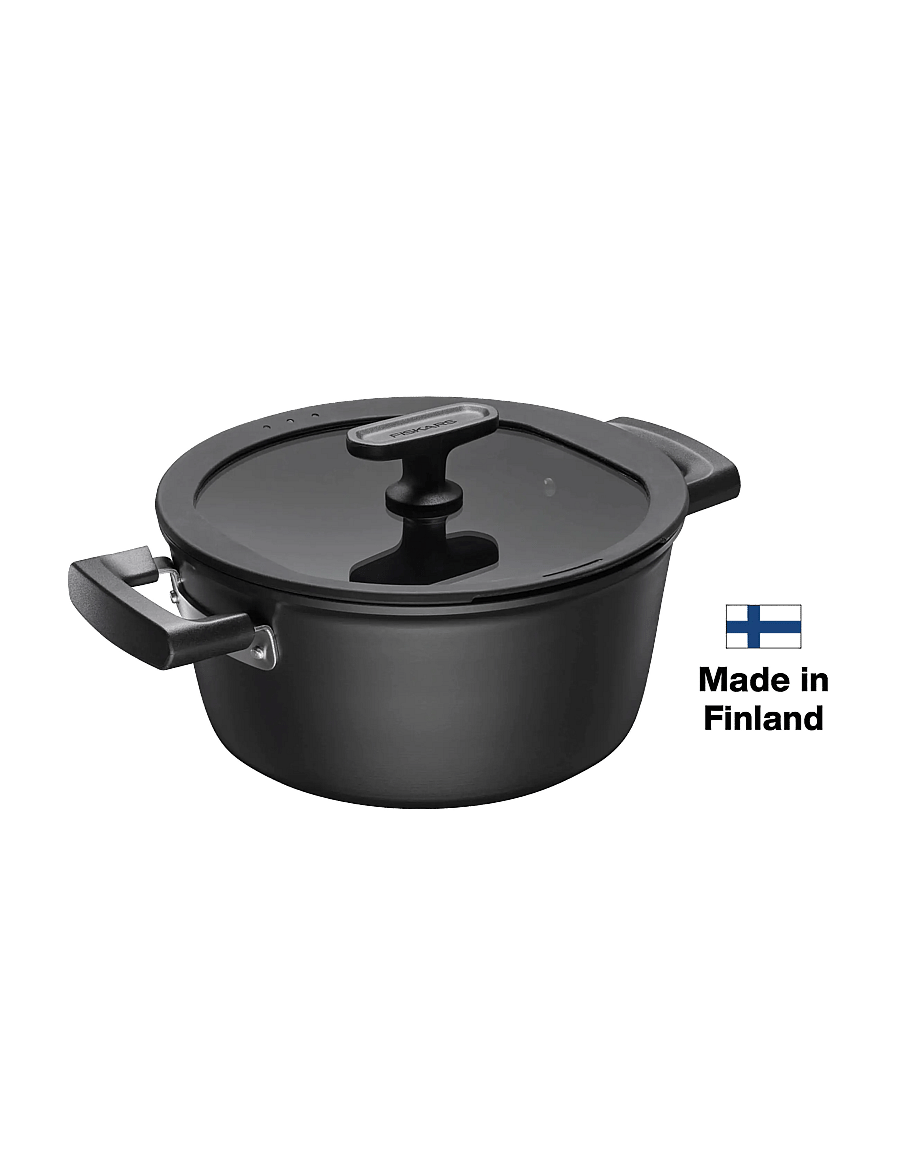 Fiskars - Hard Face casserole 3,5L w/lid - pajad - black - 4