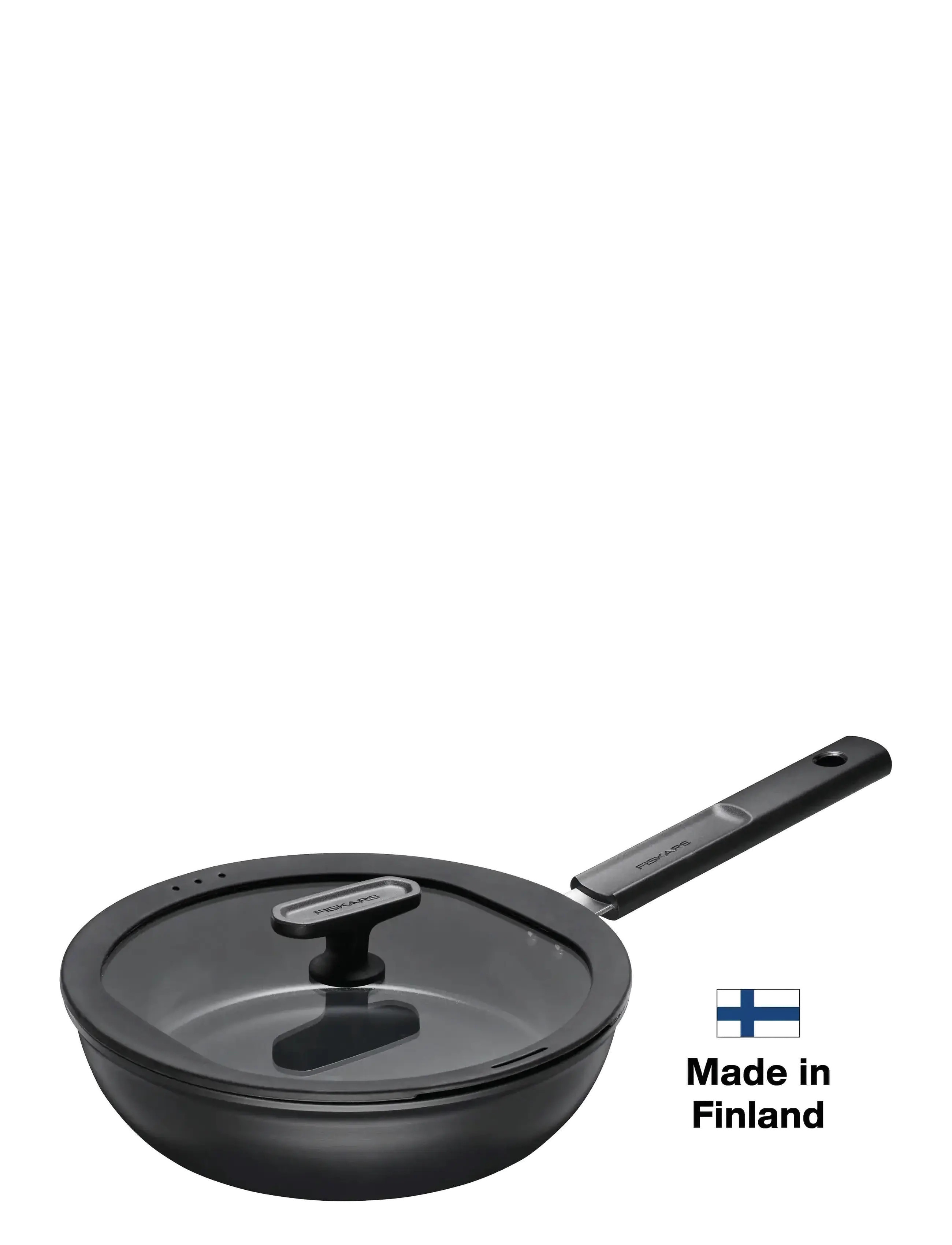Fiskars Hard Face Sauté Pan 24Cm W/Lid, Traktorkedel og sautermaskine, Sort, Str: Ø 24 CM