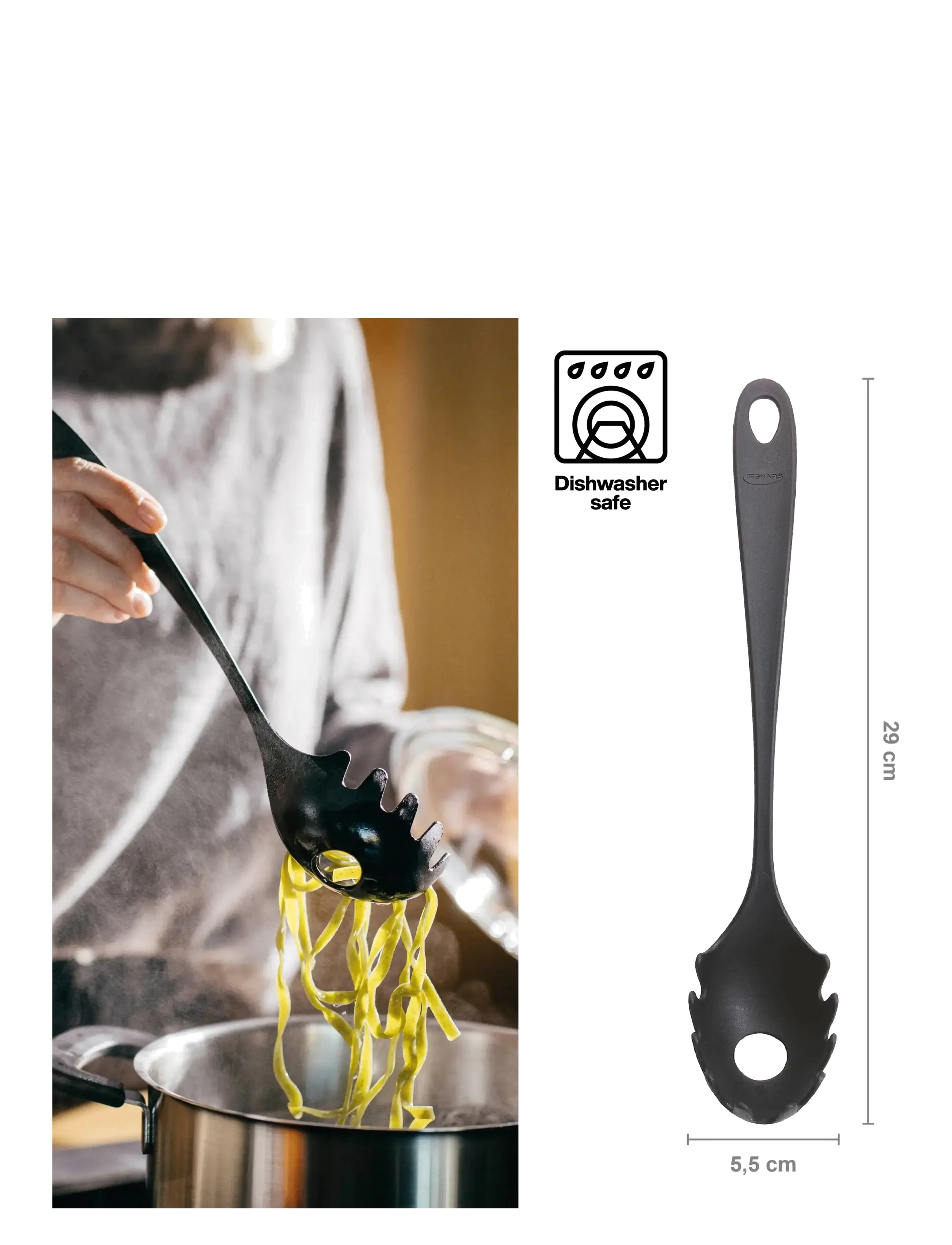 Fiskars - Essential Pasta Spoon NEW - black - 1
