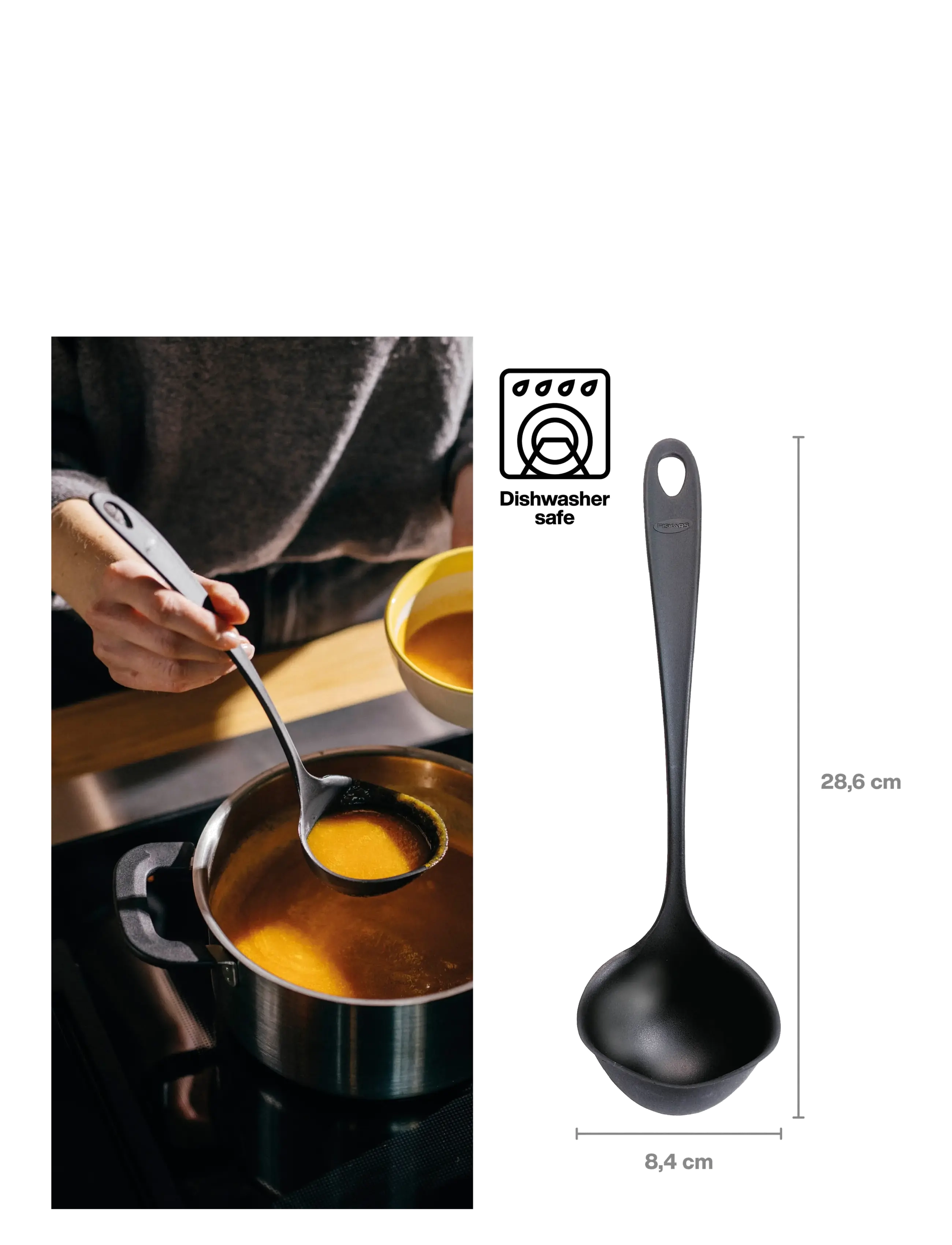 Fiskars - Essential Non-Drip Soup Ladle NEW - suppeskeer & skeer - black - 2