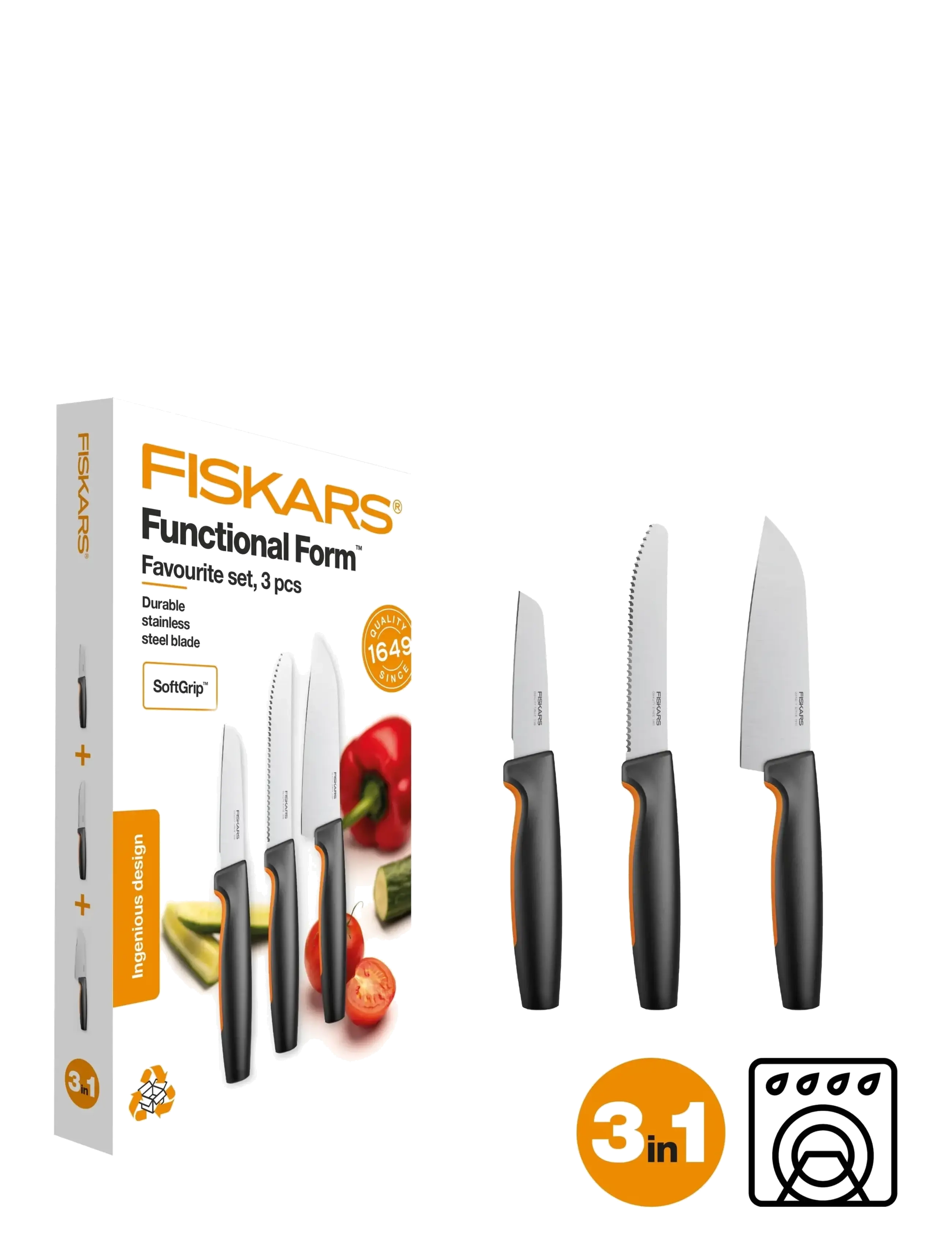 Fiskars - Favoritknivset FF 3 delar GRS - black/orange - 1