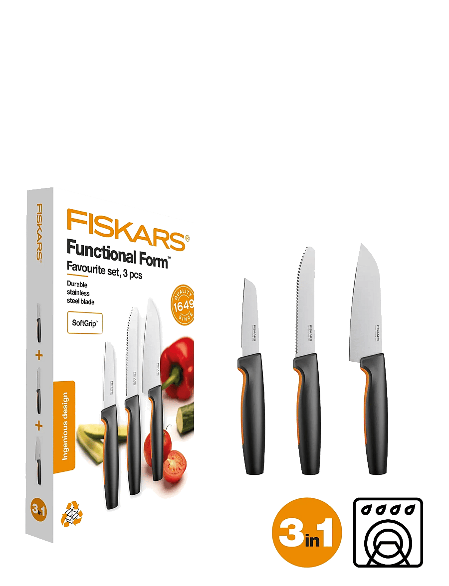 Fiskars - Favoritknivset FF 3 delar GRS - noakomplektid - black/orange - 1