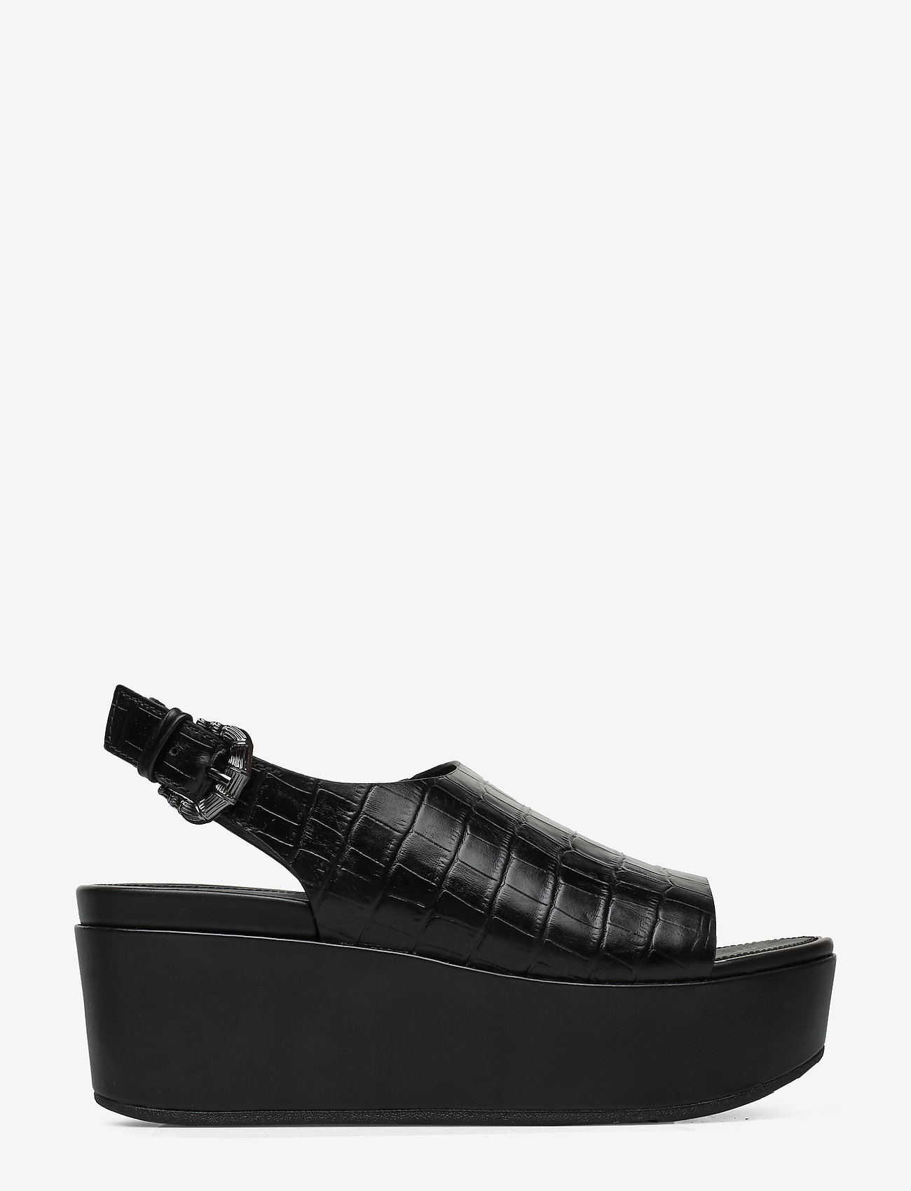 FitFlop - ELOISE CROC-PRINT WEDGE BACK-STRAP SANDALS - all black - 1