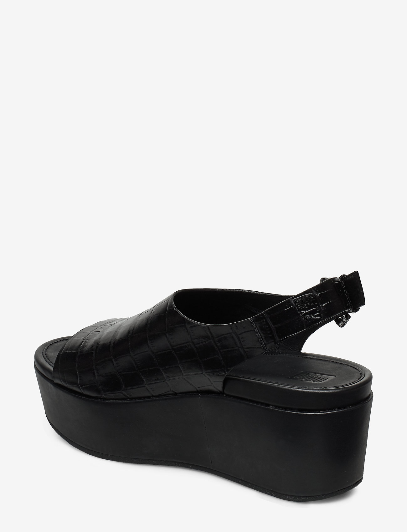 FitFlop - ELOISE CROC-PRINT WEDGE BACK-STRAP SANDALS - all black - 2