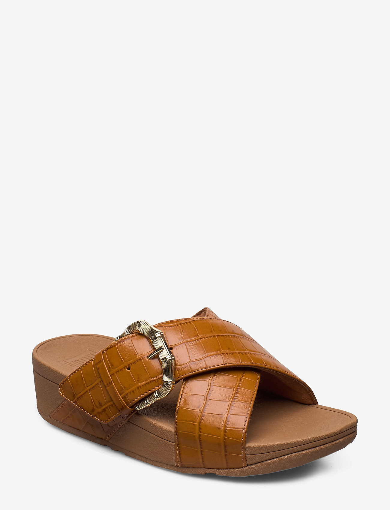 LULU CROCO SLIDES - LIGHT TAN