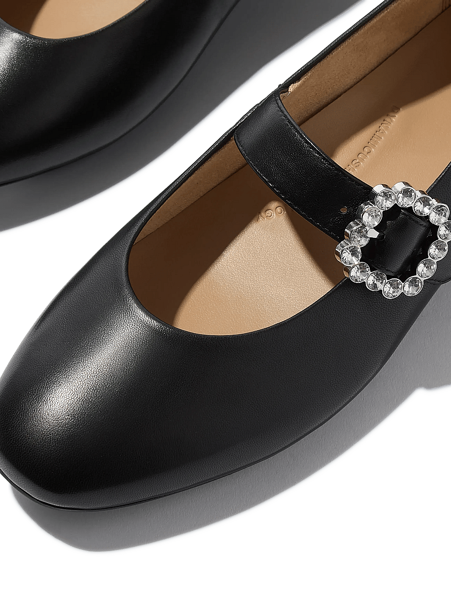 FitFlop - DELICATO CRYSTAL-BUCKLE LEATHER MARY JANES - black - 4