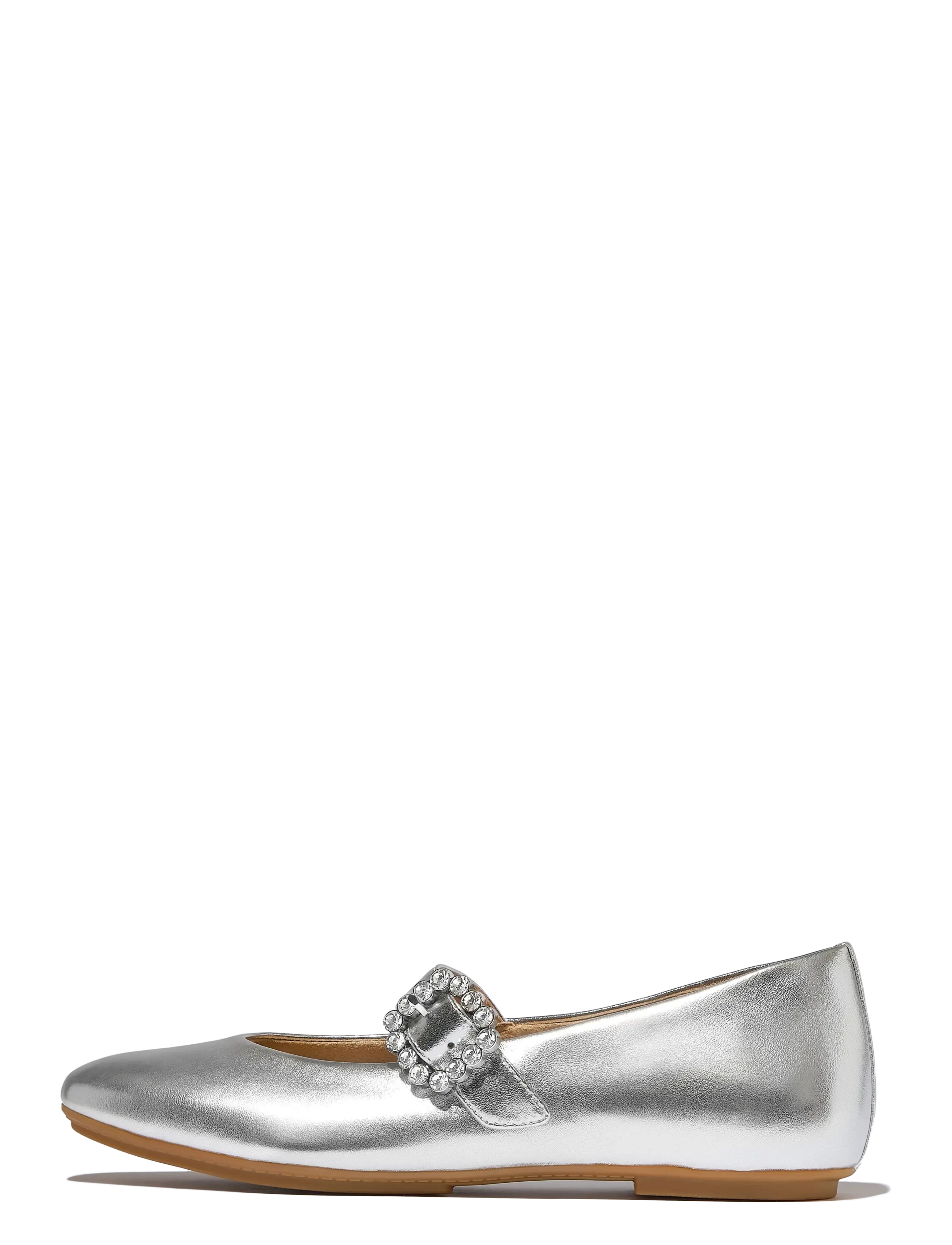 FitFlop DELICATO CRYSTAL-BUCKLE LEATHER MARY JANES - Fit Flop - SILVER / silver