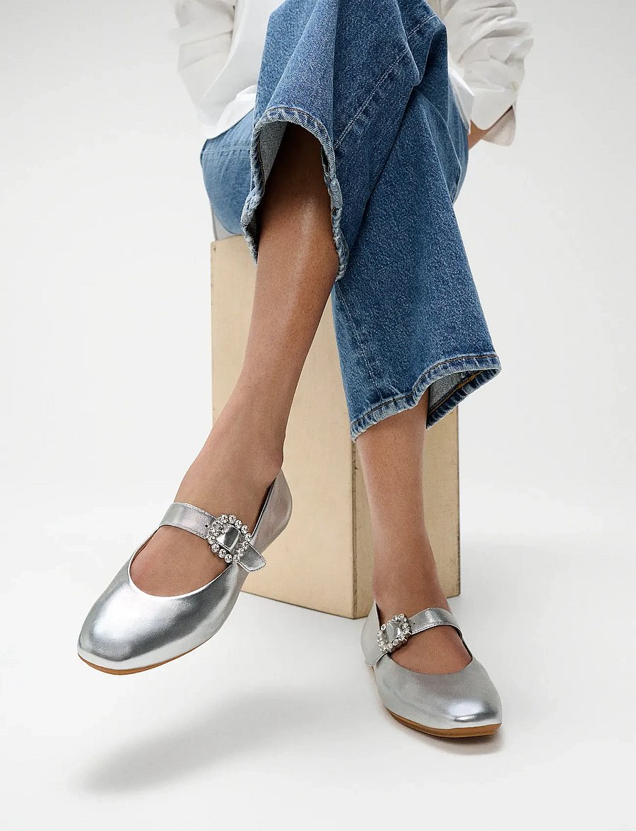 FitFlop - DELICATO CRYSTAL-BUCKLE LEATHER MARY JANES - silver - 0