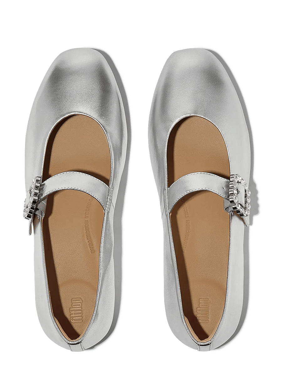 FitFlop - DELICATO CRYSTAL-BUCKLE LEATHER MARY JANES - silver - 3