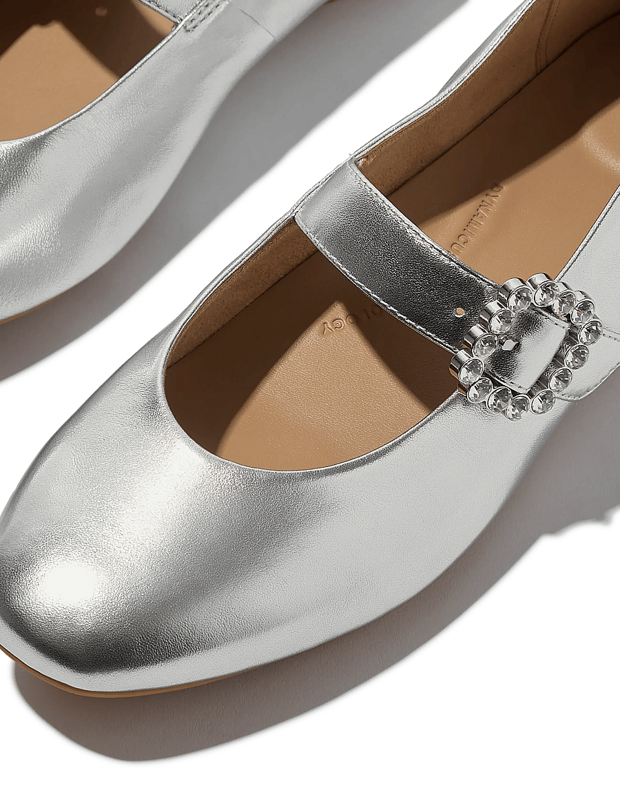 FitFlop - DELICATO CRYSTAL-BUCKLE LEATHER MARY JANES - silver - 4