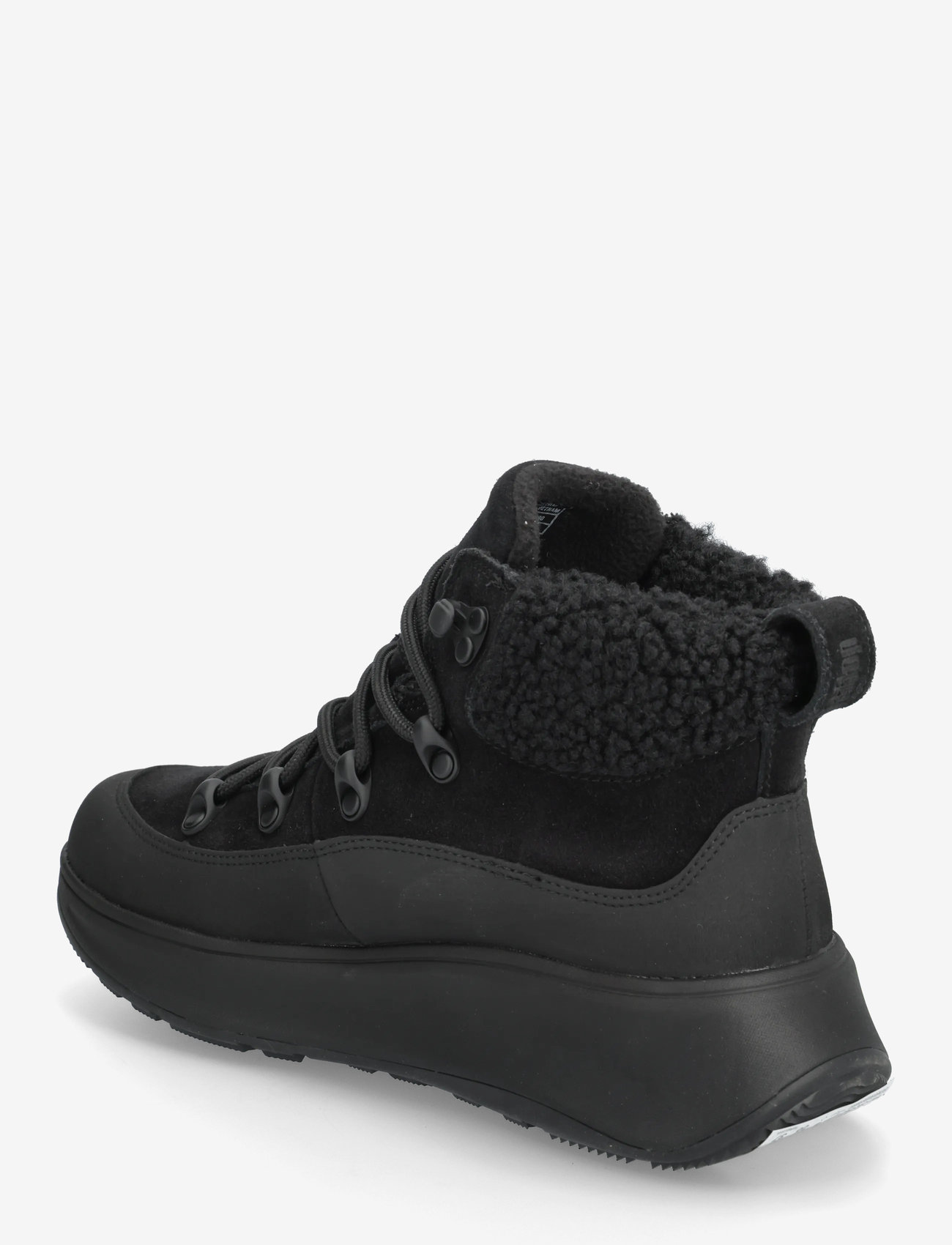 FitFlop - F-MODE TEDDY-COLLAR WARM SUEDE LACE-UP BOOTIES - kängor - all black - 2