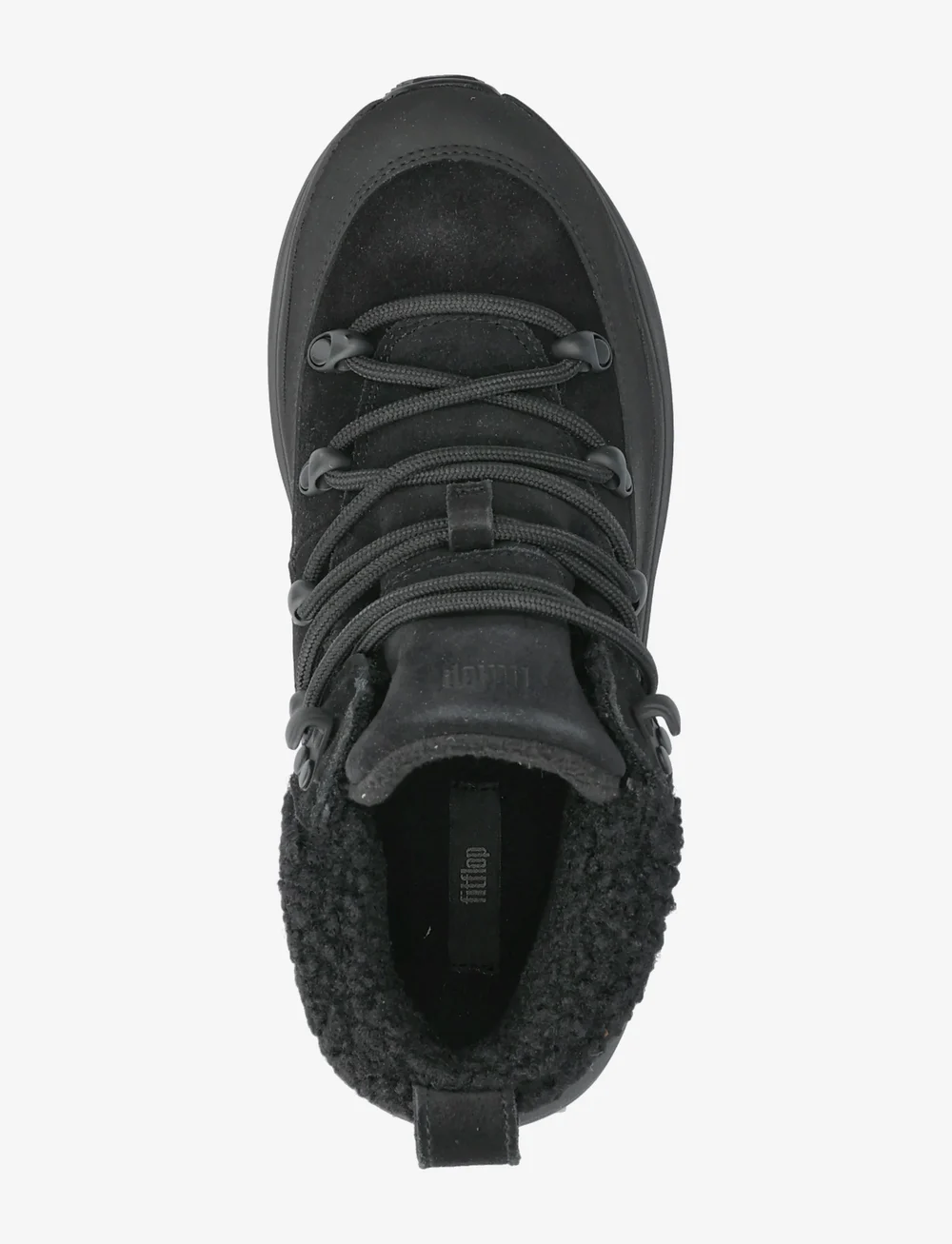 FitFlop - F-MODE TEDDY-COLLAR WARM SUEDE LACE-UP BOOTIES - kängor - all black - 3