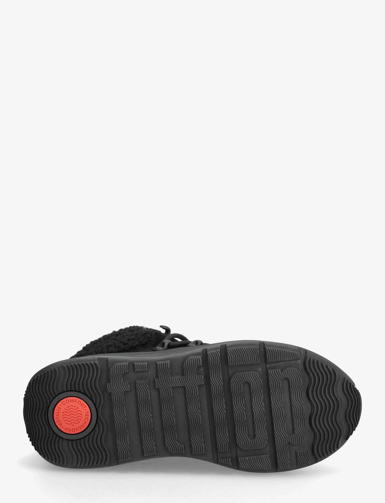 FitFlop - F-MODE TEDDY-COLLAR WARM SUEDE LACE-UP BOOTIES - kängor - all black - 4