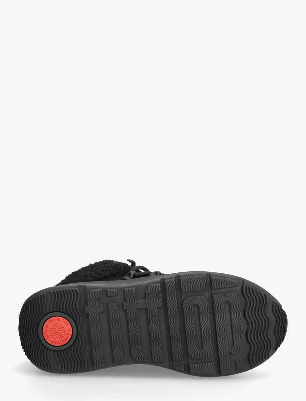 FitFlop - F-MODE TEDDY-COLLAR WARM SUEDE LACE-UP BOOTIES - kängor - all black - 4