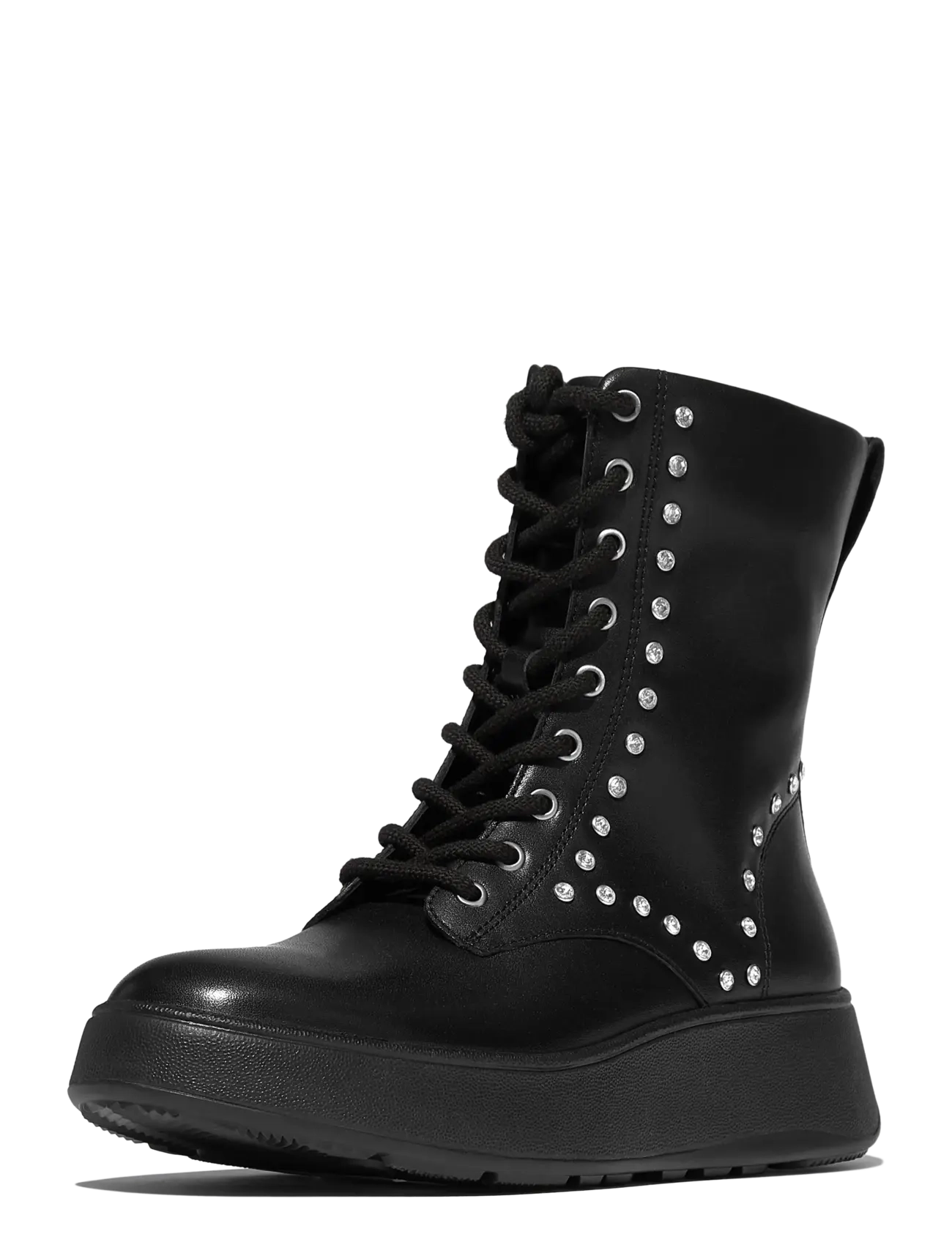 FitFlop - F-MODE GEM-TRIM LEATHER LACE-UP ANKLE BOOTS - nauhalliset nilkkurit - black - 2