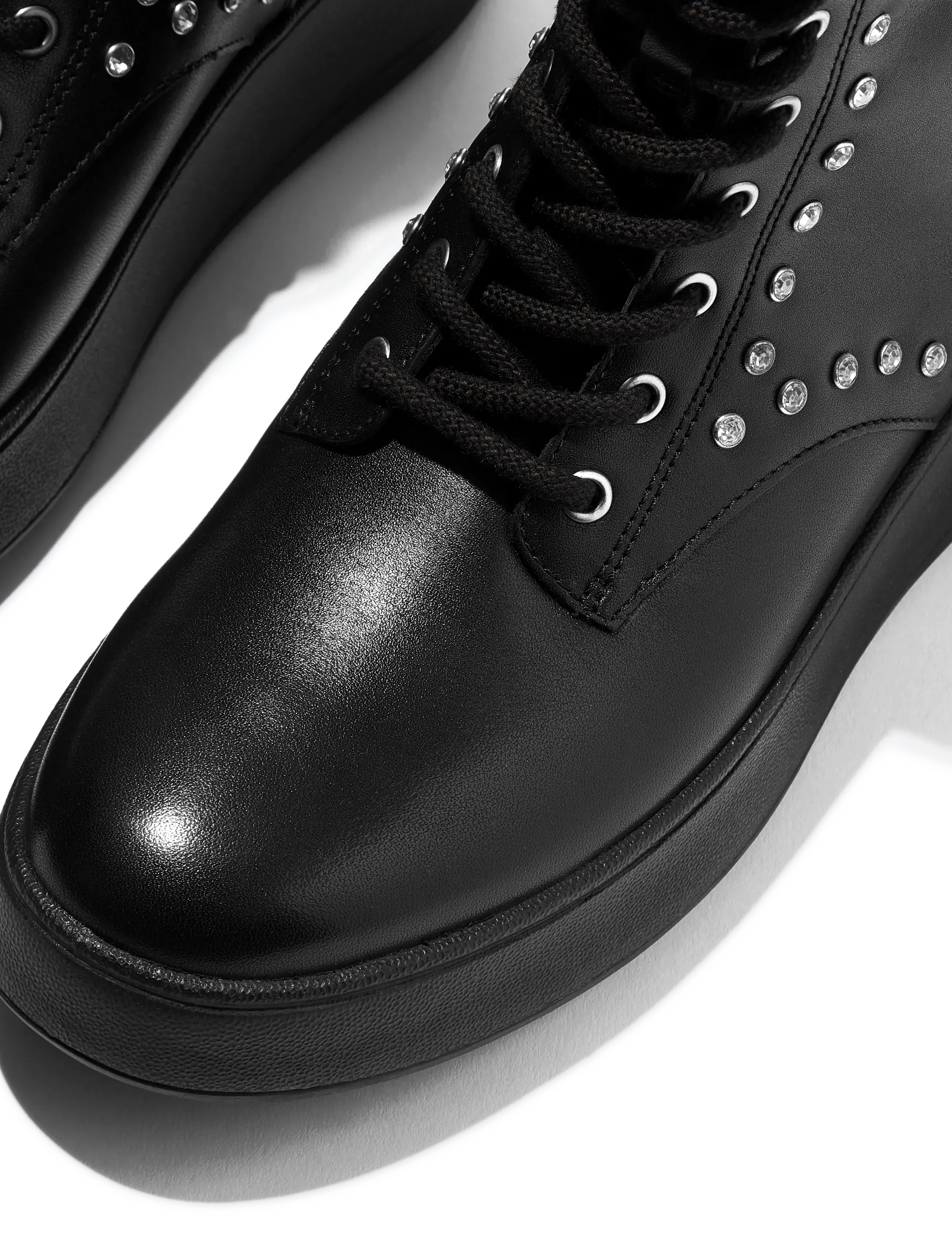 FitFlop - F-MODE GEM-TRIM LEATHER LACE-UP ANKLE BOOTS - nauhalliset nilkkurit - black - 4