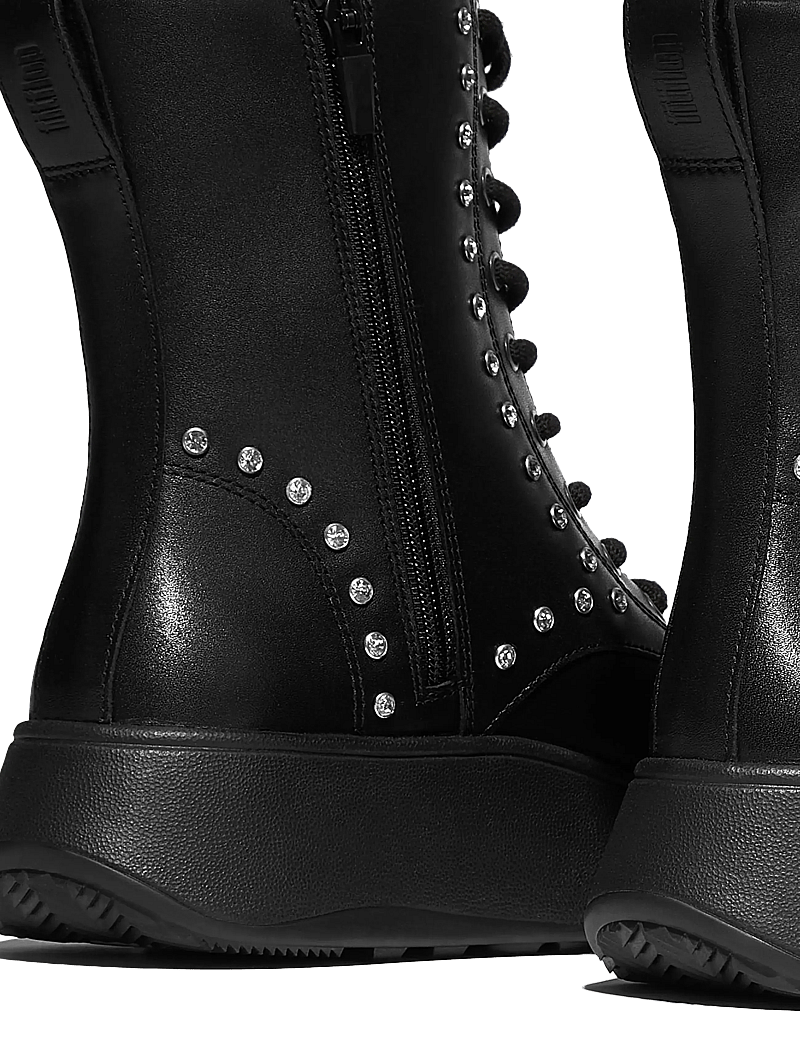 FitFlop - F-MODE GEM-TRIM LEATHER LACE-UP ANKLE BOOTS - snørestøvler - black - 5