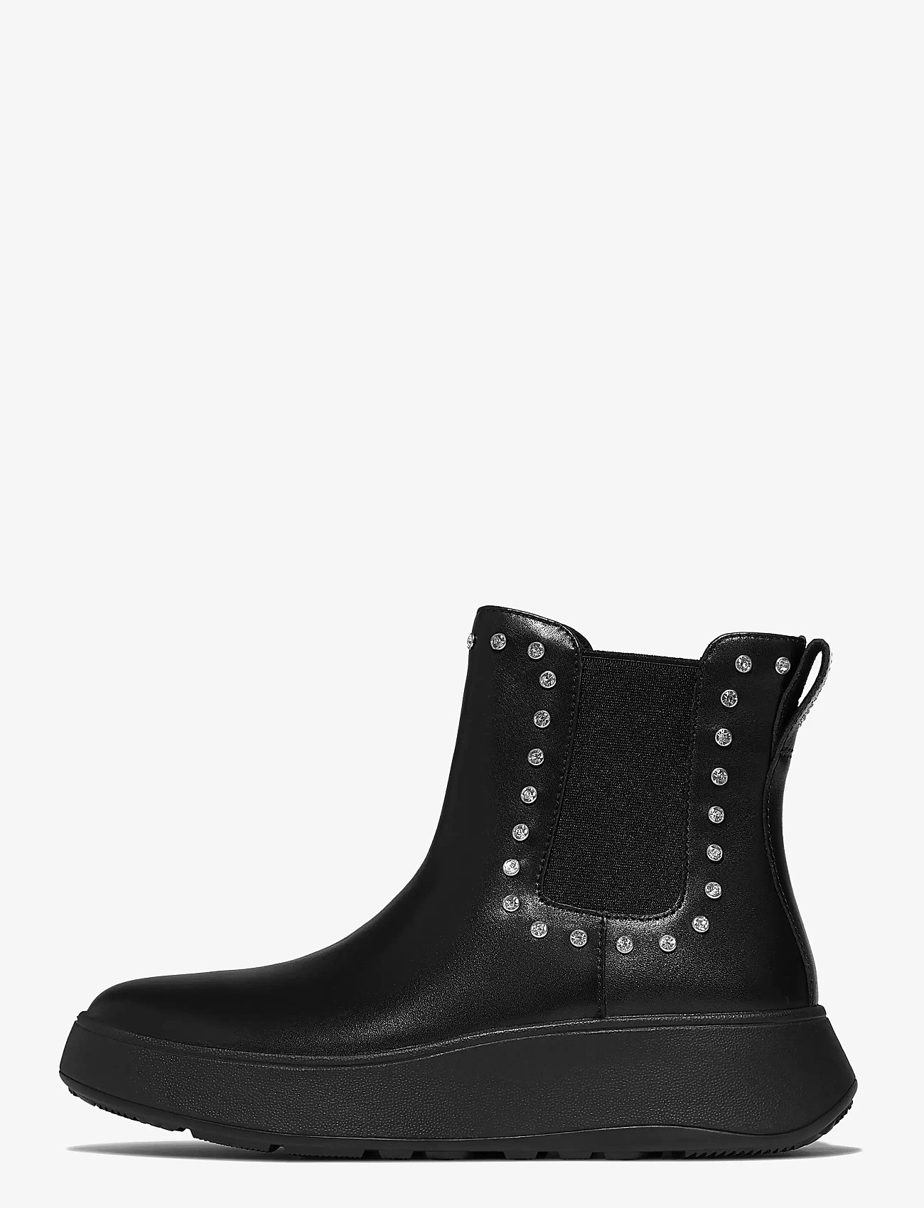 FitFlop - F-MODE GEM-TRIM LEATHER FLATFORM CHELSEA BOOTS - flade ankelstøvler - all black - 1
