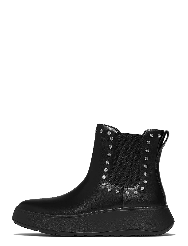 FitFlop - F-MODE GEM-TRIM LEATHER FLATFORM CHELSEA BOOTS - flache stiefeletten - all black - 1