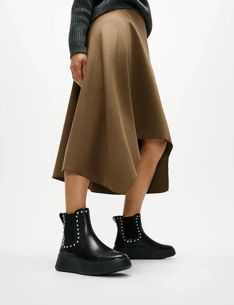 FitFlop - F-MODE GEM-TRIM LEATHER FLATFORM CHELSEA BOOTS - flache stiefeletten - all black - 0